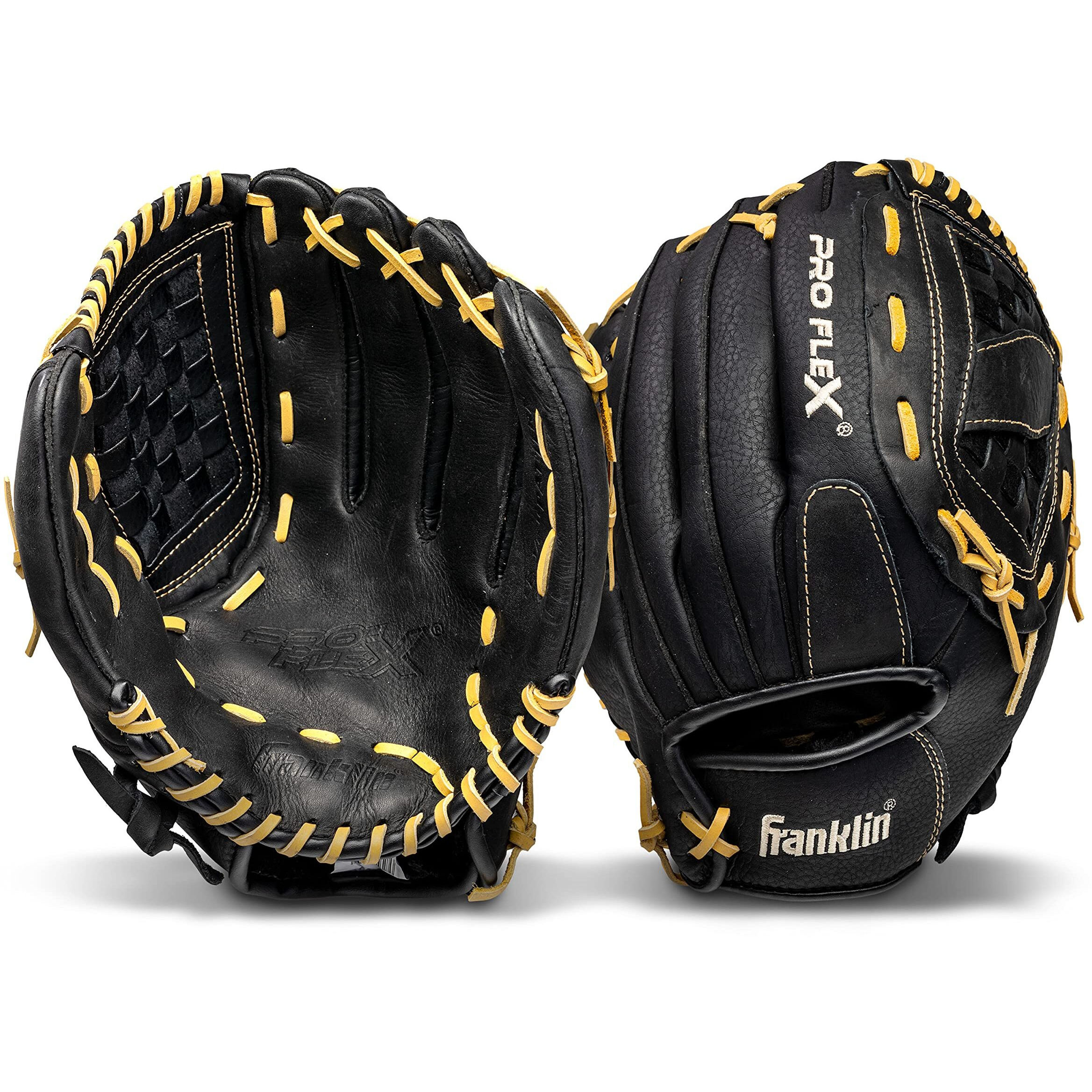 Franklin Sports Unisex Adult 12.5-Inch Franklin Sports Baseball Glove Proflex Baseball Softball Glove Baseball Fastpitch Soft, Black/Camel, 12 1 2-Inch Us