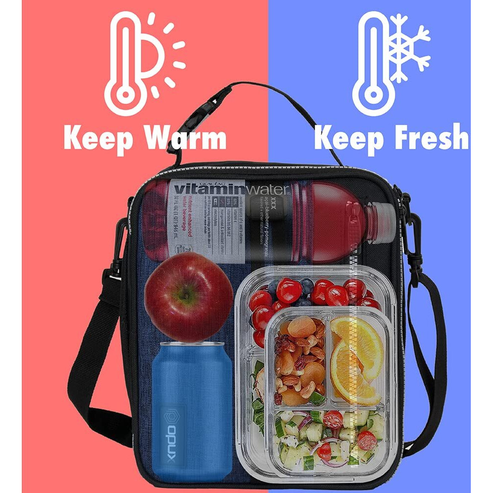 Opux Insulated Lunch Box For Men Women Adult, Compact Lunch Bag For Kids Boy Girl Teen, Soft Lunch Cooler Bag For Work School, Leakproof Lunchbox Lunch Pail With Clip-On Buckle, Heather Navy