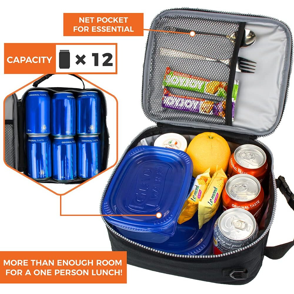 Opux Insulated Lunch Box For Men Women Adult, Compact Lunch Bag For Kids Boy Girl Teen, Soft Lunch Cooler Bag For Work School, Leakproof Lunchbox Lunch Pail With Clip-On Buckle, Heather Navy