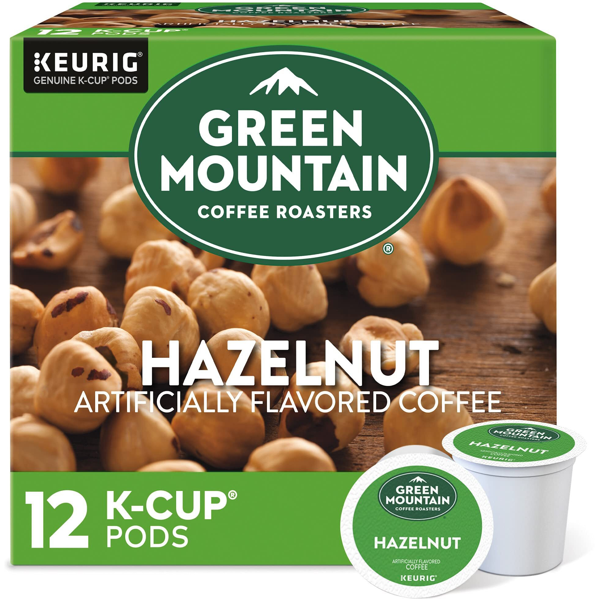 Green Mountain Coffee Roasters Hazelnut Keurig Single-Serve K-Cup Pods, Light Roast Coffee, 12 Count