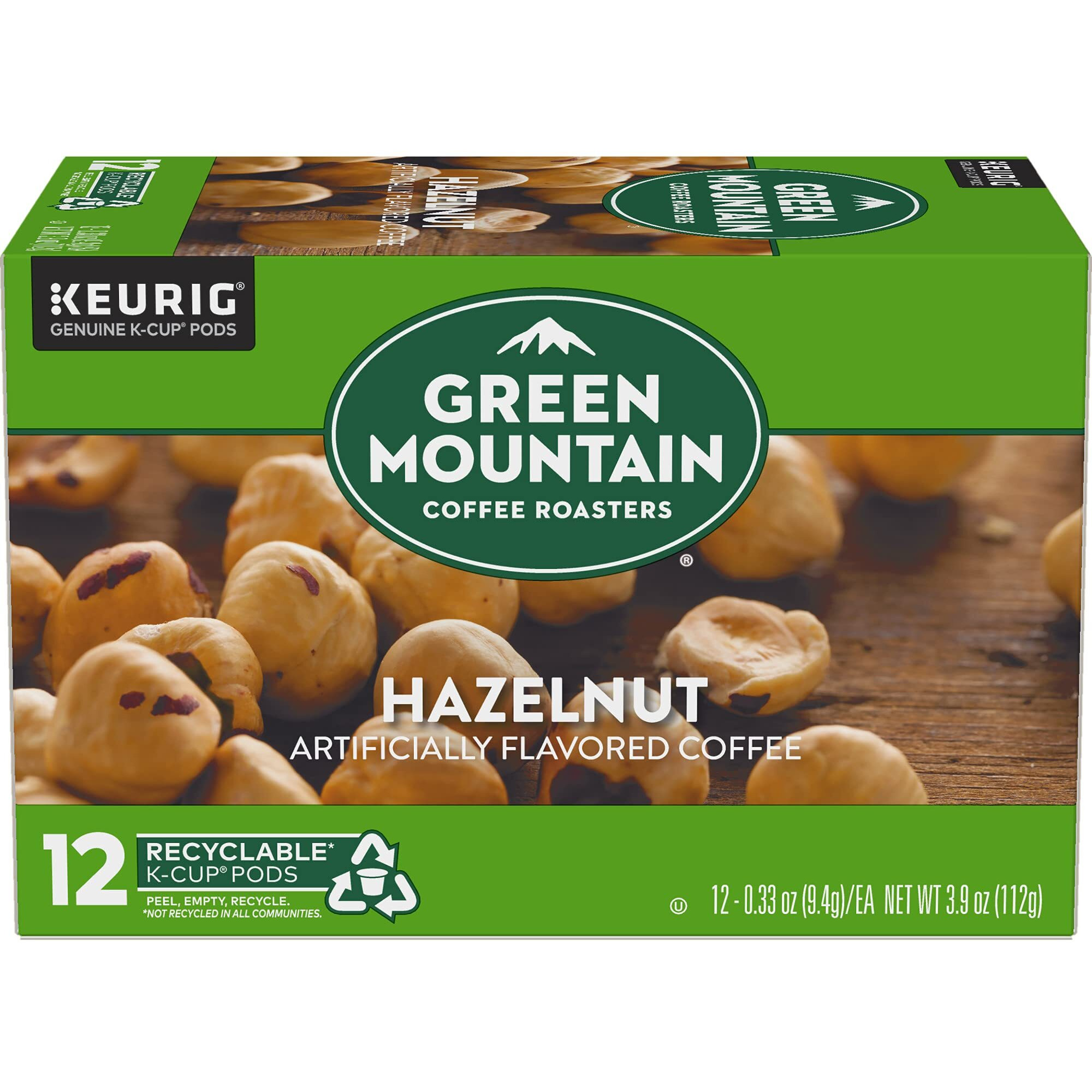 Green Mountain Coffee Roasters Hazelnut Keurig Single-Serve K-Cup Pods, Light Roast Coffee, 12 Count