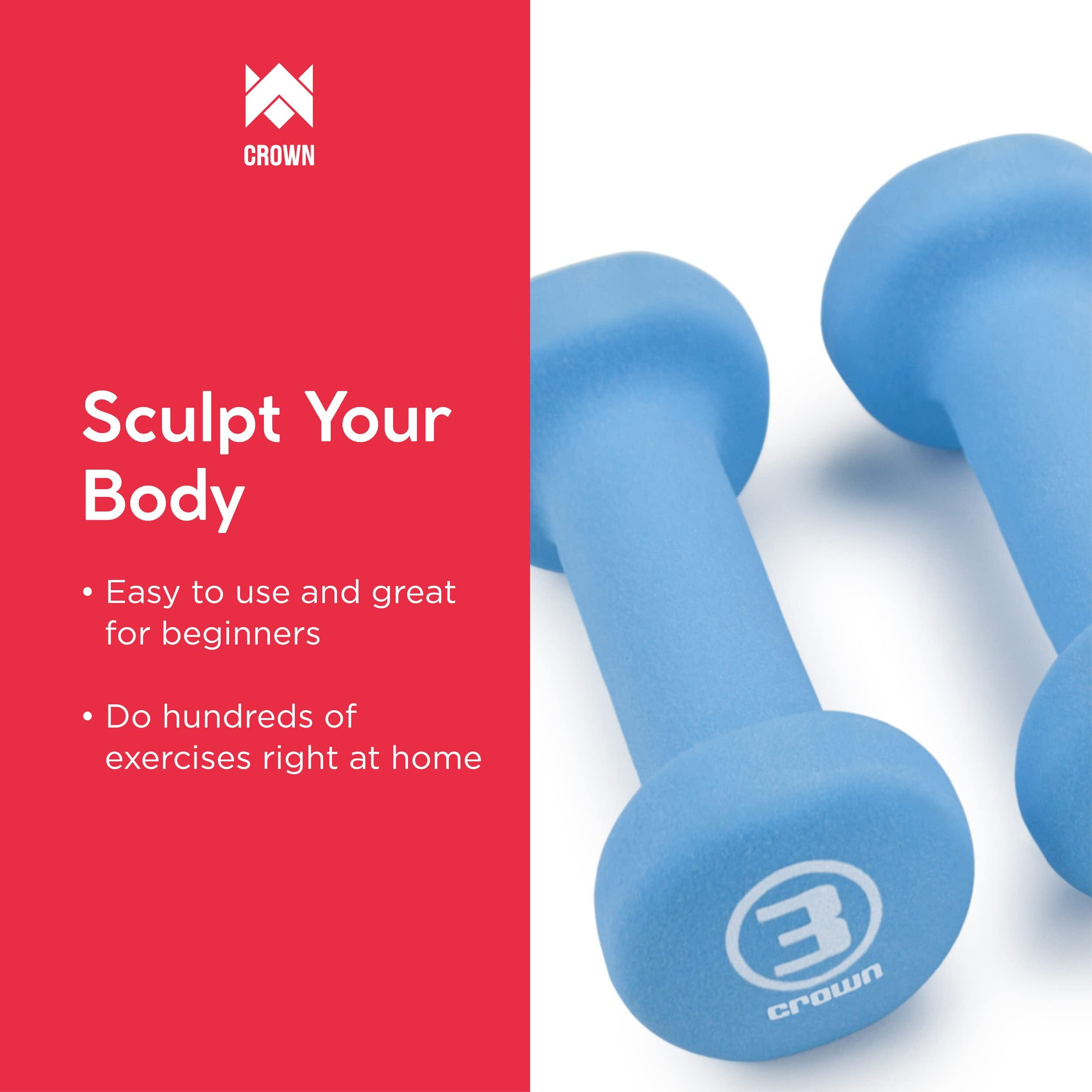 Set Of 2 Body Sculpting Hand Weights - Soft Neoprene Coated Dumbbell Set - Supplies For Exercise, Workout, Weight Loss, Body Building - For Men, Women, Seniors, Teens, And Youth