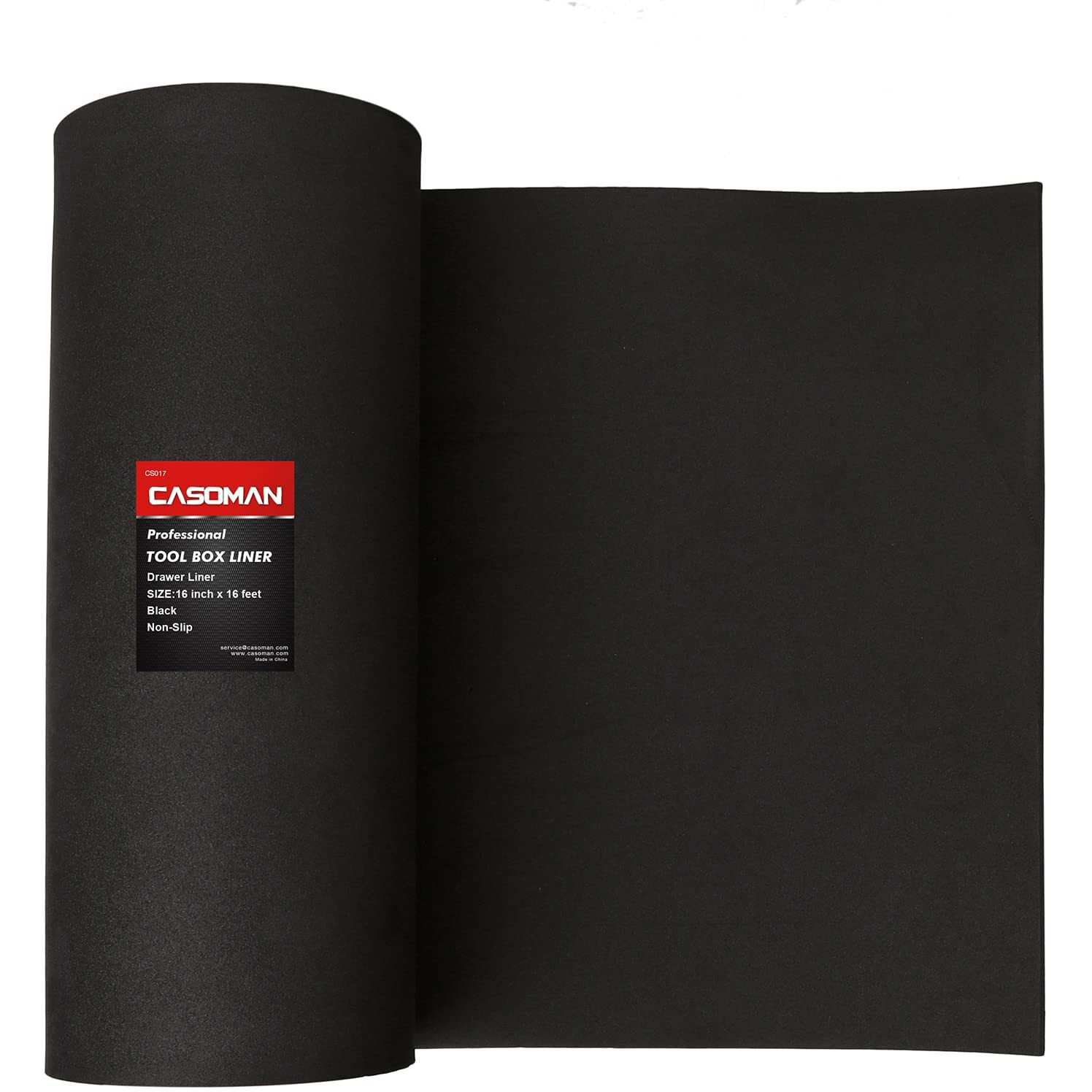 Casoman Professional Tool Box Liner And Drawer Liner - 16 Inch(Wide) X 16 Feet (Long), Non-Slip, Black