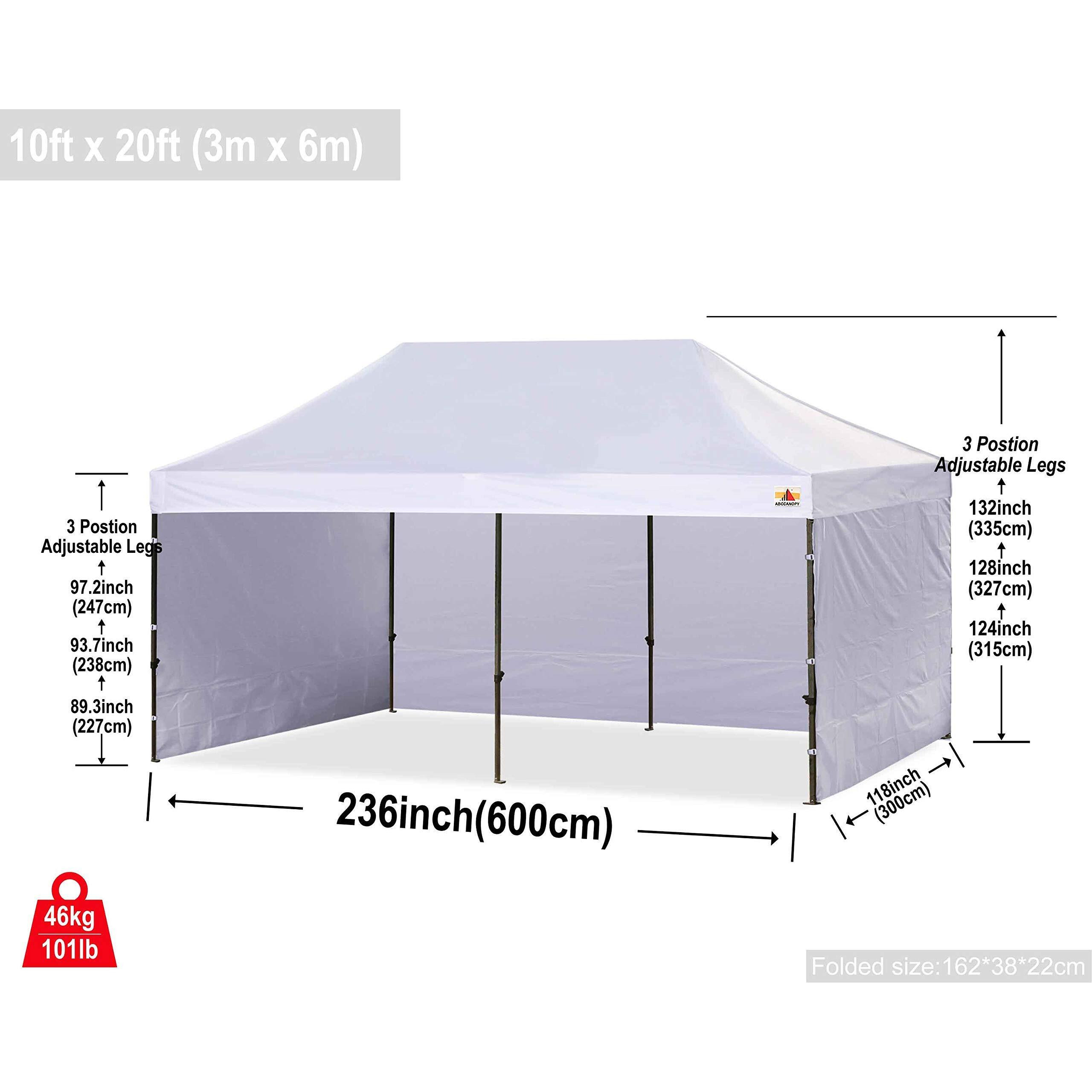 Abccanopy Heavy Duty Ez Pop Up Canopy Tent With Sidewalls 10X20,White