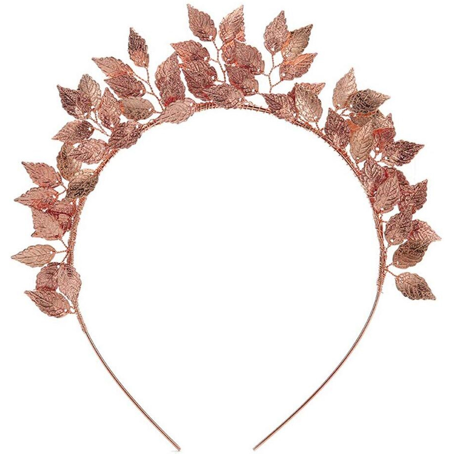 Anglacesmade Bridal Leaf Tiara Crown Rose Gold Leaf Headband Handmade Leaf Headpiece For Wedding Prom Party Festival Hair Jewelry (Rose Gold)