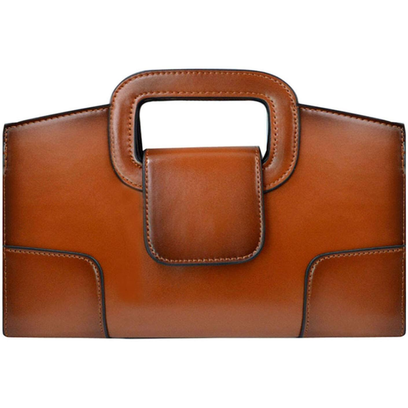 Zlmbagus Women Vintage Flap Tote Top Handle Satchel Handbags Pu Leather Clutch Purse Casual Messenger Chain Shoulder Crossbody Bag Brown
