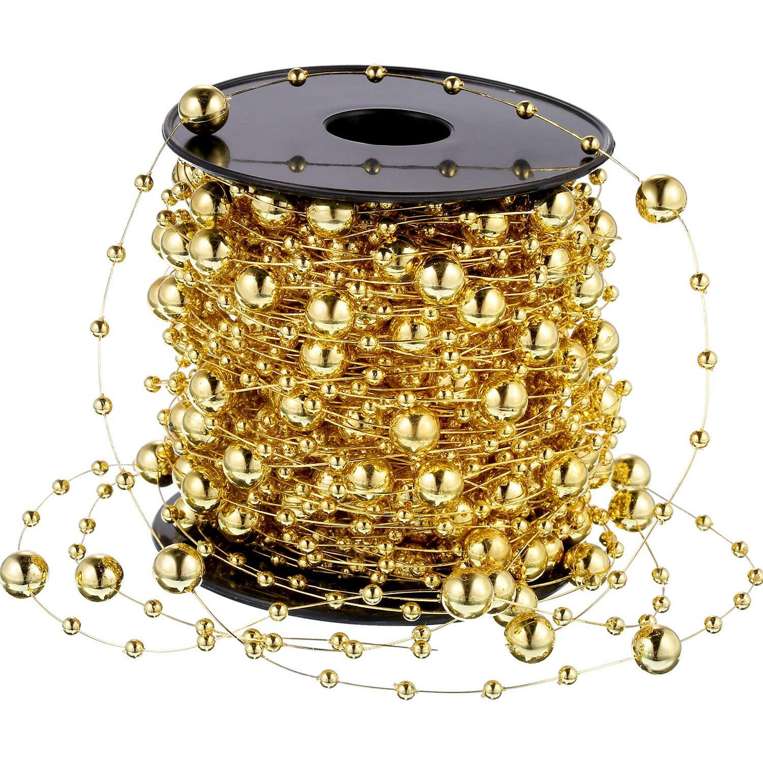 Pangda 65.6 Feet Artificial Pearl Beads Garland Plastic Pearl Strands Chain Pearl String For Crafting Wedding Decoration Party Centerpieces Bridal Bouquet Crafts Flower Diy Supplies(Gold)
