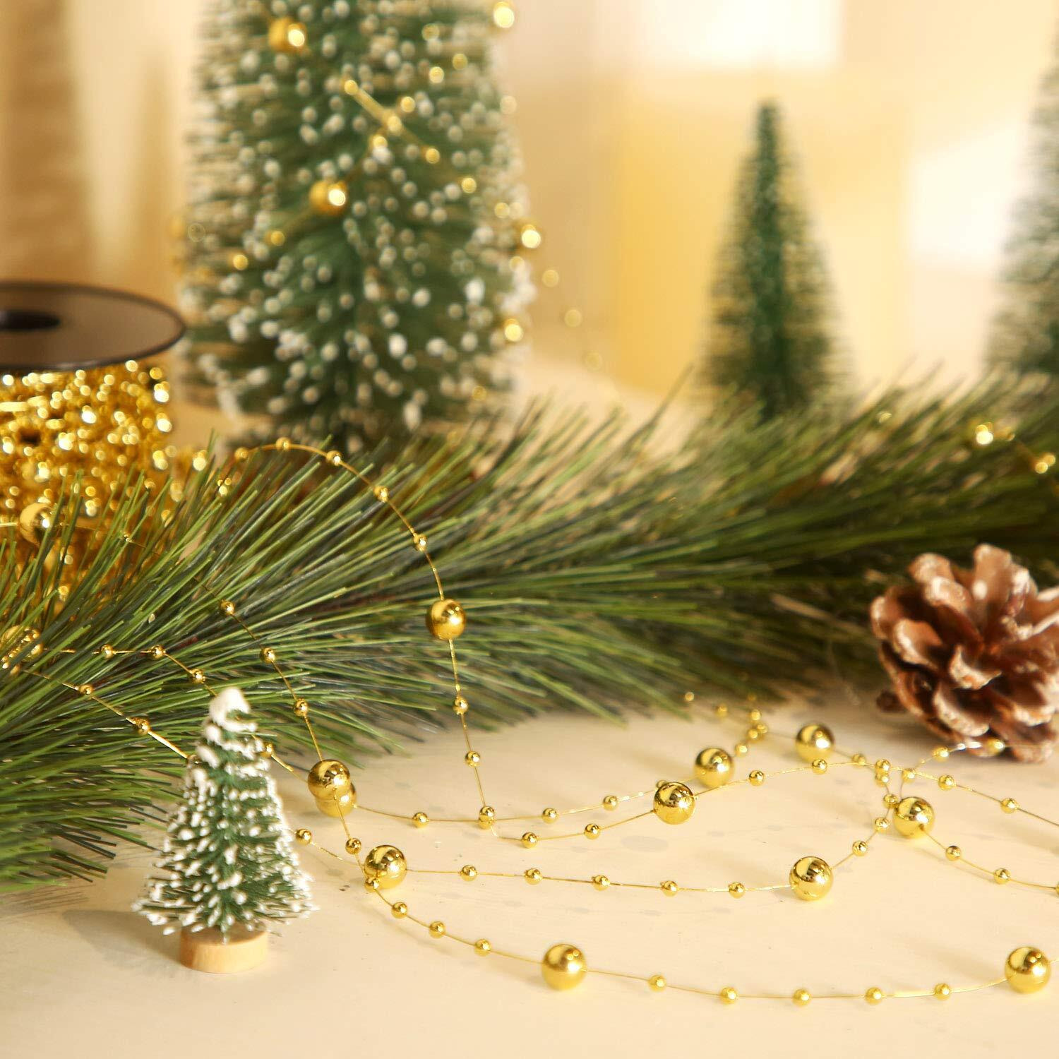 Pangda 65.6 Feet Artificial Pearl Beads Garland Plastic Pearl Strands Chain Pearl String For Crafting Wedding Decoration Party Centerpieces Bridal Bouquet Crafts Flower Diy Supplies(Gold)