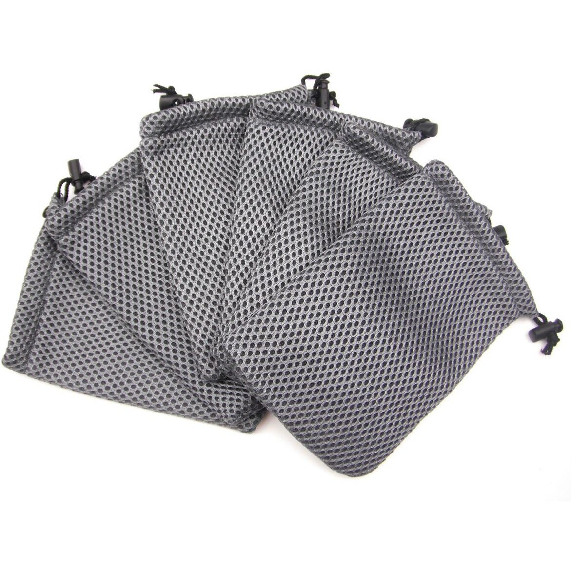 All In One 6Pcs Grey Nylon Mesh Drawstring Bag Pouches For Mini Stuff Cellphone Mp3 10X15Cm (4X6 Inch)