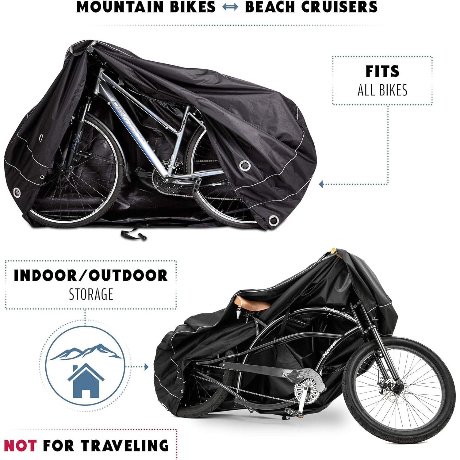Team Obsidian | Outdoor Storage Or Travel Cover For 1 Bike, Large Bike Cover, Ebike Accessories, Bicycle Cover, Heavy Duty, Electric Bike Cover Waterproof Outdoor | 210D, 300D, 600D