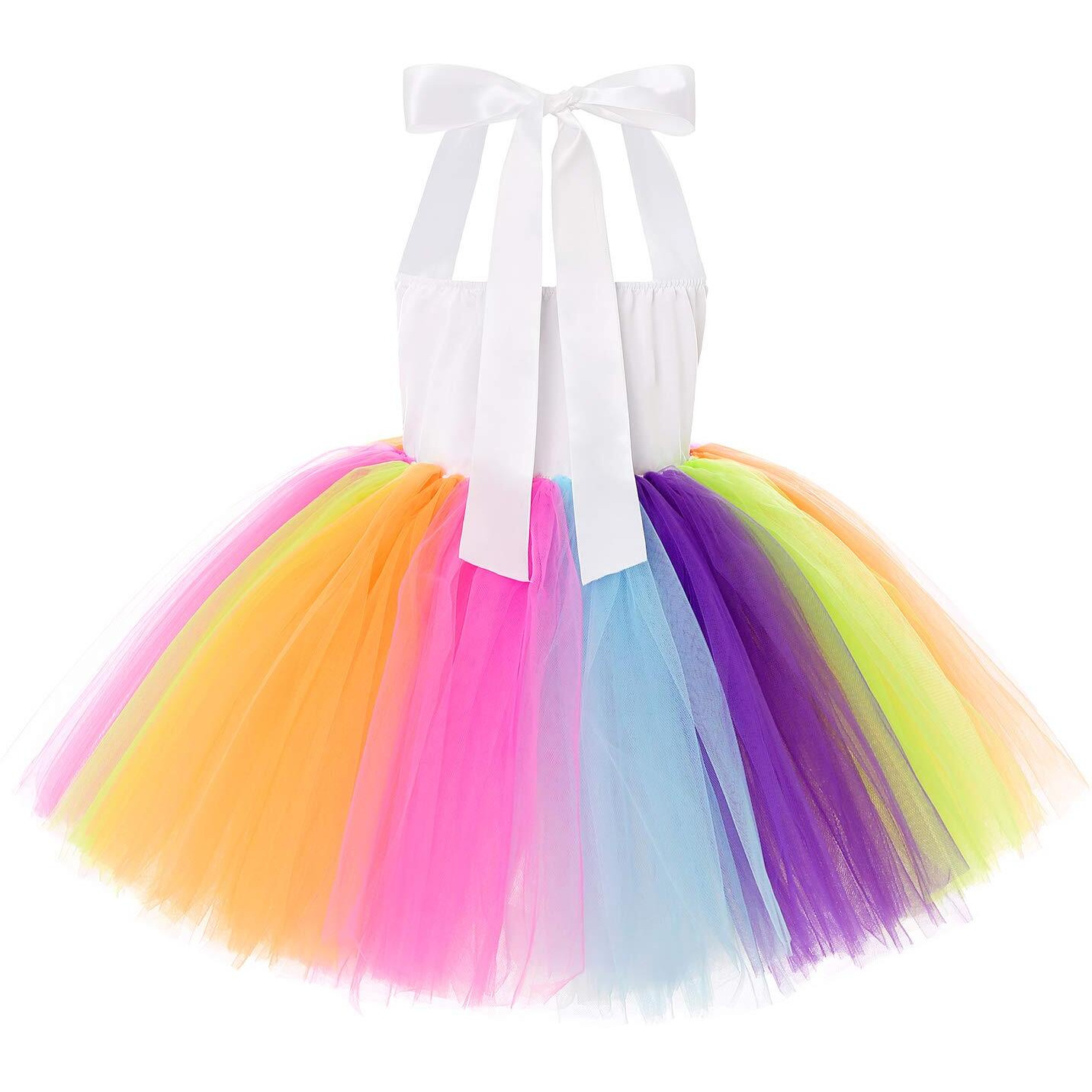 Soyoekbt Girls Unicorn Costume Led Light Up Unicorn Princess Dress Birthday Party Outfit Halloween Tutu Dress With Headband Rainbow Sequin+Rainbow Led 5-6Years