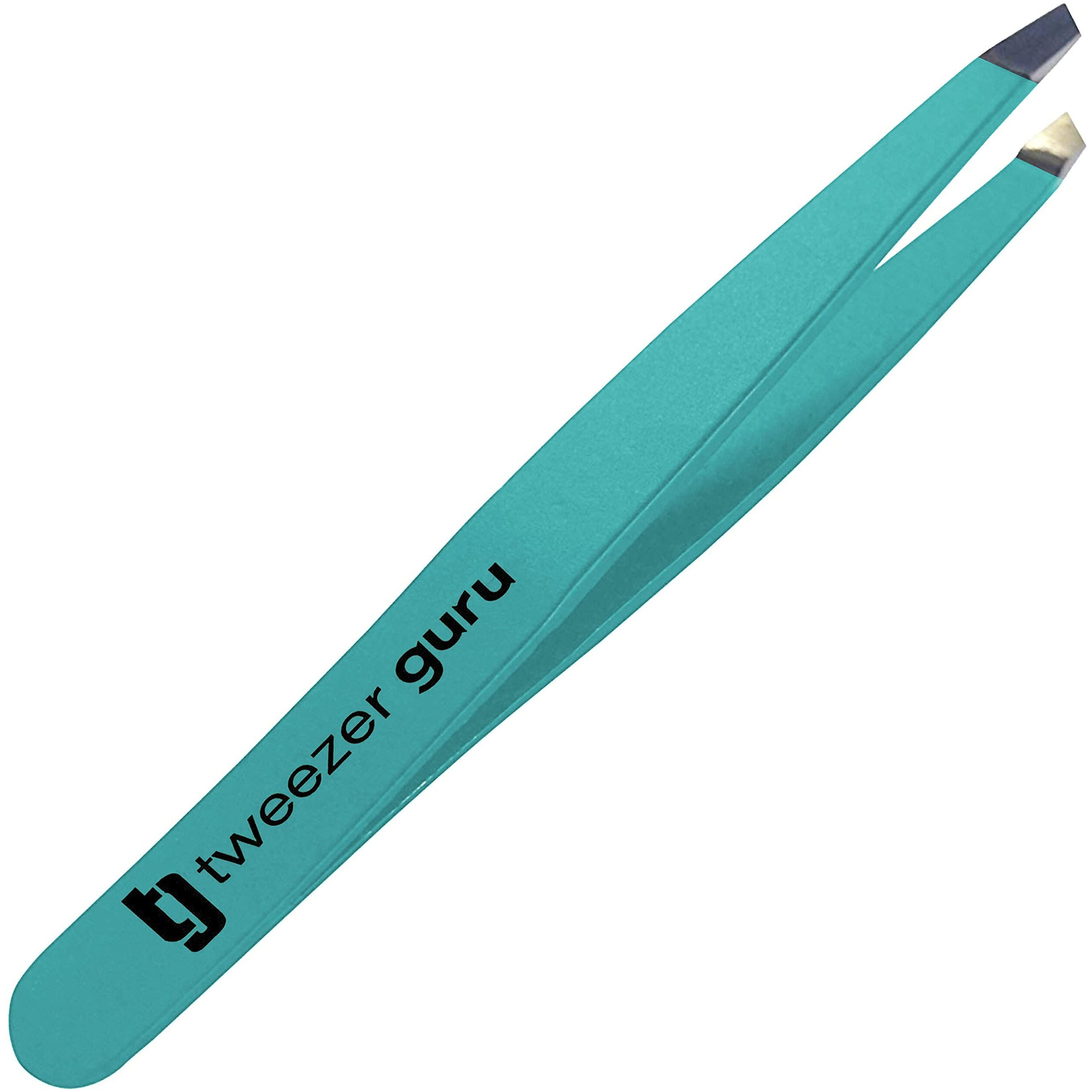 Tweezer Guru Tweezers For Women - Slant Pointed Precision Tweezers For Eyebrows & Ingrown Hair Removal - Blackhead And Splinter Tweezer With Sharp Needle Nose Point For Plucking (Teal)