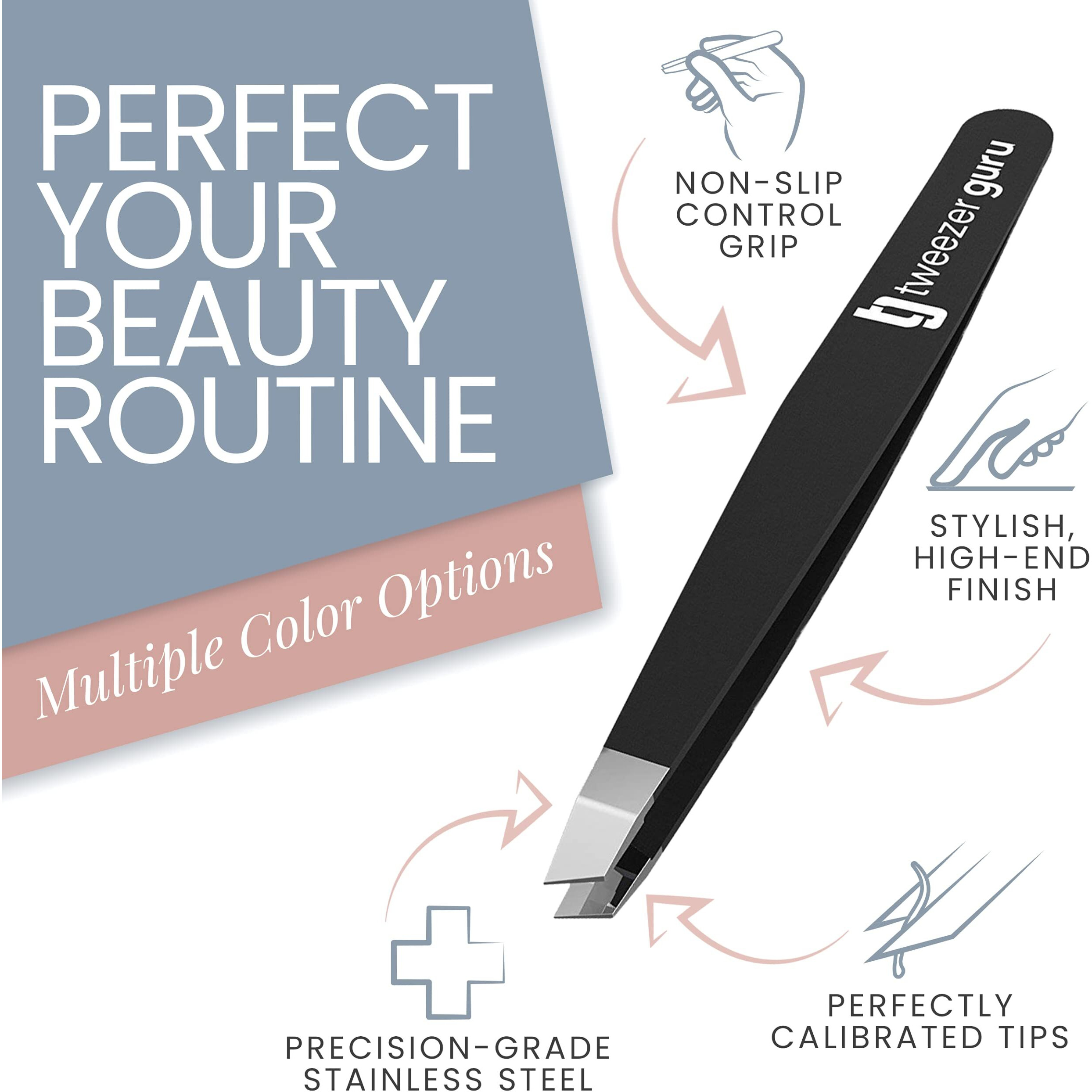 Tweezer Guru Tweezers For Women - Slant Pointed Precision Tweezers For Eyebrows & Ingrown Hair Removal - Blackhead And Splinter Tweezer With Sharp Needle Nose Point For Plucking (Teal)