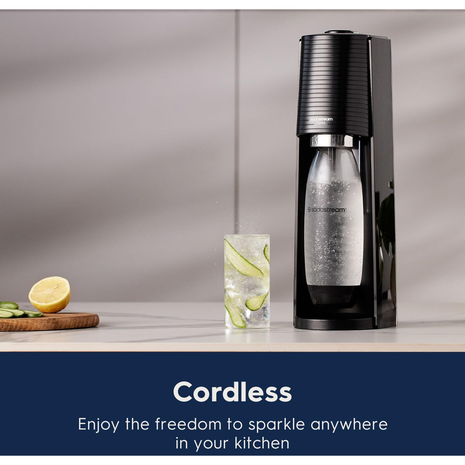Sodastream Terra Sparkling Water Maker (Black) With Co2 And Dws Bottle