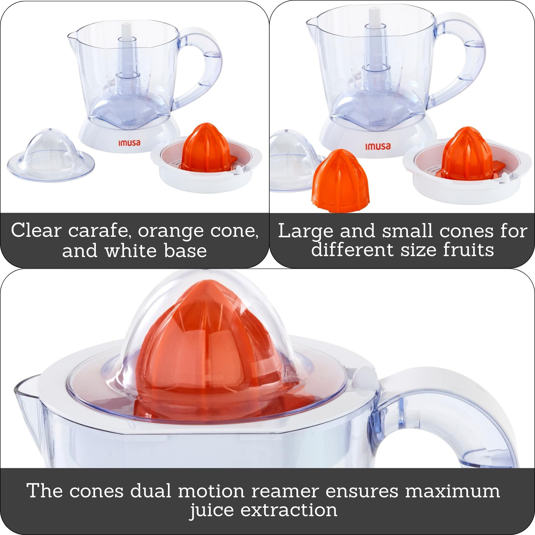 Imusa 34Oz Electric Citrus Juicer, White