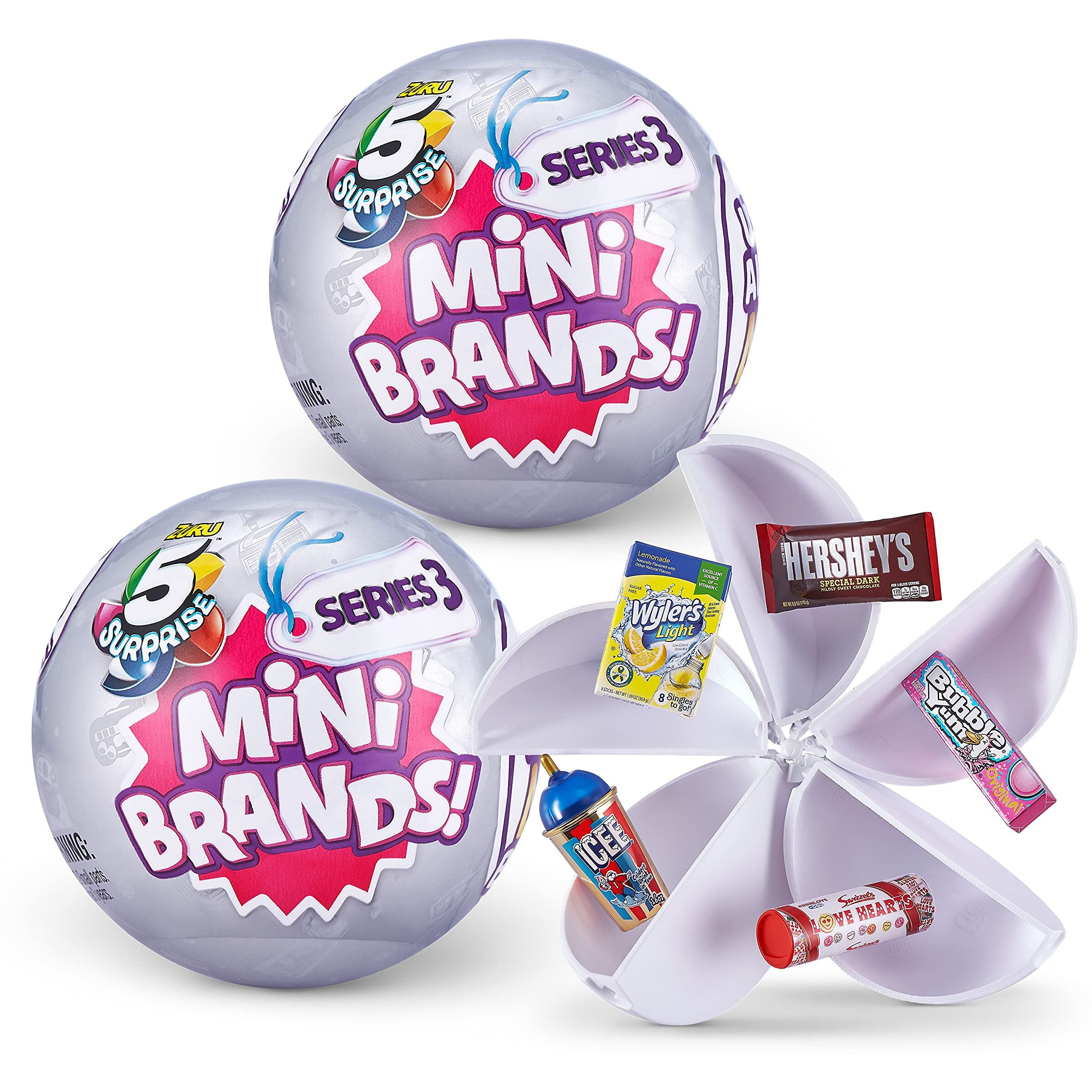 5 Surprise Mini Brands Series 3 - Mystery Brand Collectibles Made By Zuru - 2 Pack, Multicolor