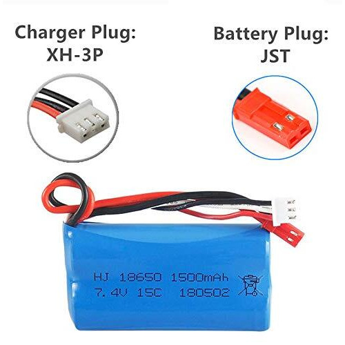 7.4V 1500Mah Li-Ion Battery Jst Plug For Huanqi Hq957 948 848 Mjx F45 T23 Rc Car Double Horse 9118 Rc Helicopter 2 Pack With Usb Charger