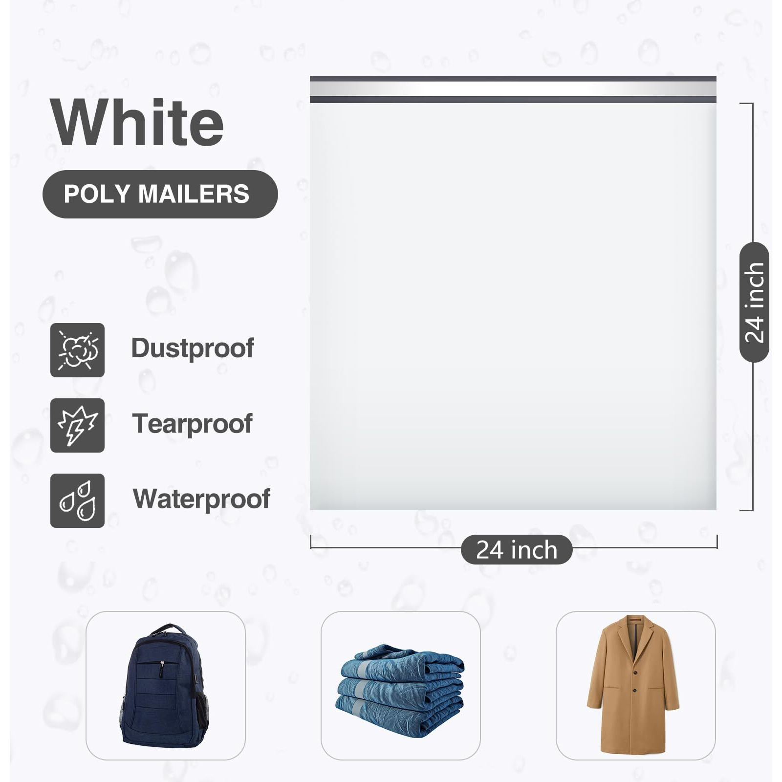 Ucgou Poly Mailers 24X24 Inch White 50 Pack Extra Large Shipping Bags Strong Thick Mailing Envelopes Self Seal Adhesive Waterproof And Tear Proof Boutique Postal For Clothing Quilt And More