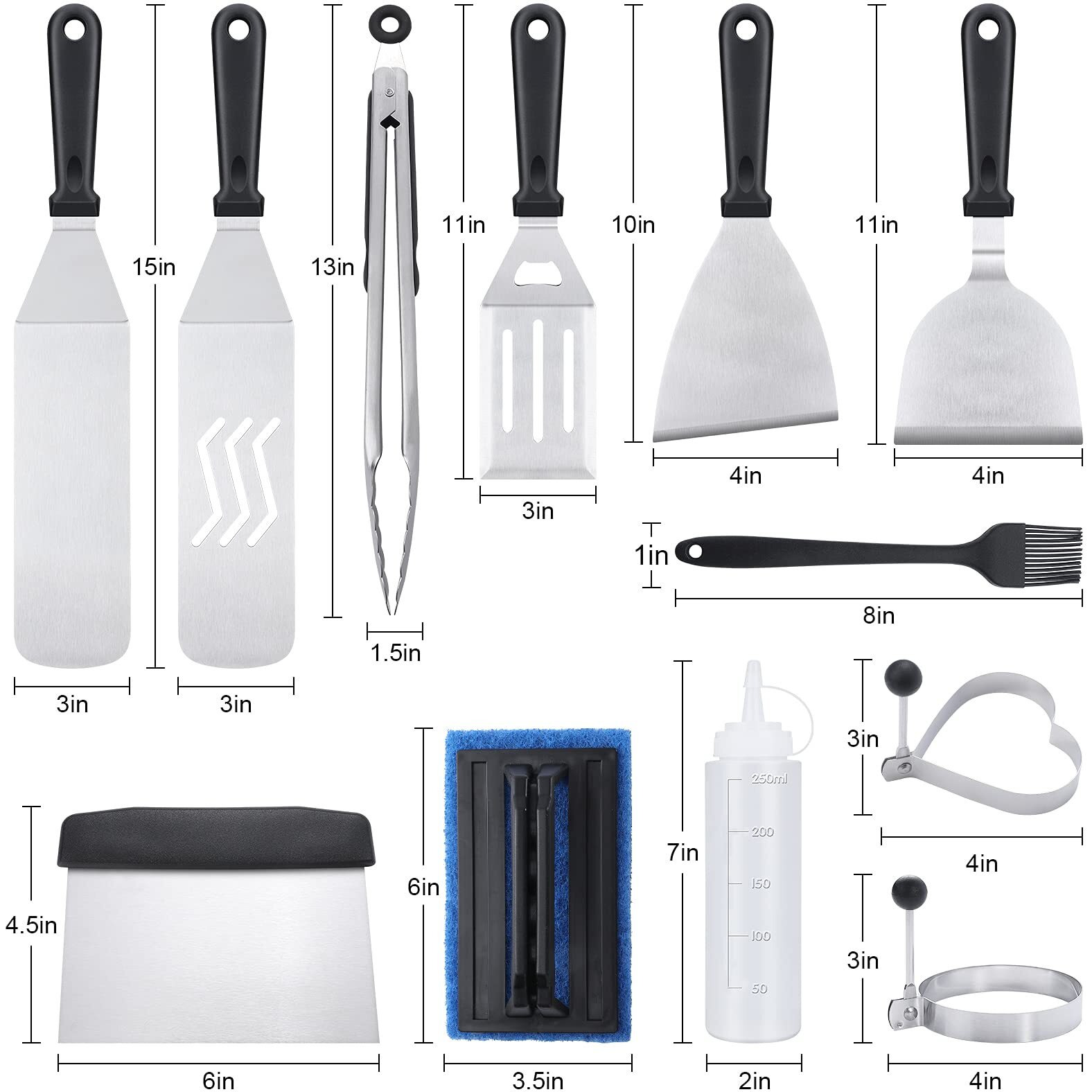 Blackstone Griddle Accessories Kit,16Pcs Flat Top Grill Accessories Set For Blackstone And Camp Chef With Spatula,Scraper,Griddle Cleaning Kit &Carry Bag,Great For Outdoor Bbq & Teppanyaki And Camping
