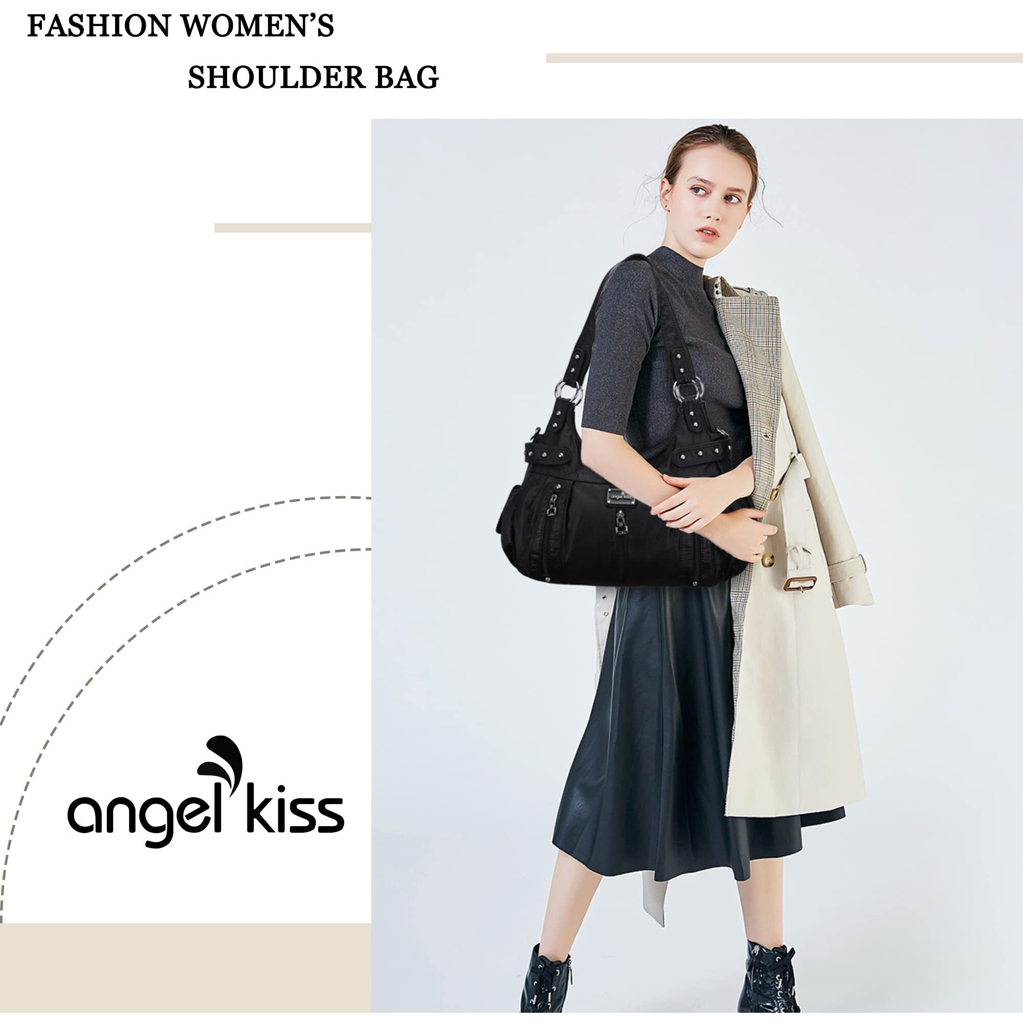 Angelkiss Large Purses And Handbags For Women Washed Faux Leather Crossbody Hobo Satchel Shoulder Handbag Tote Purse