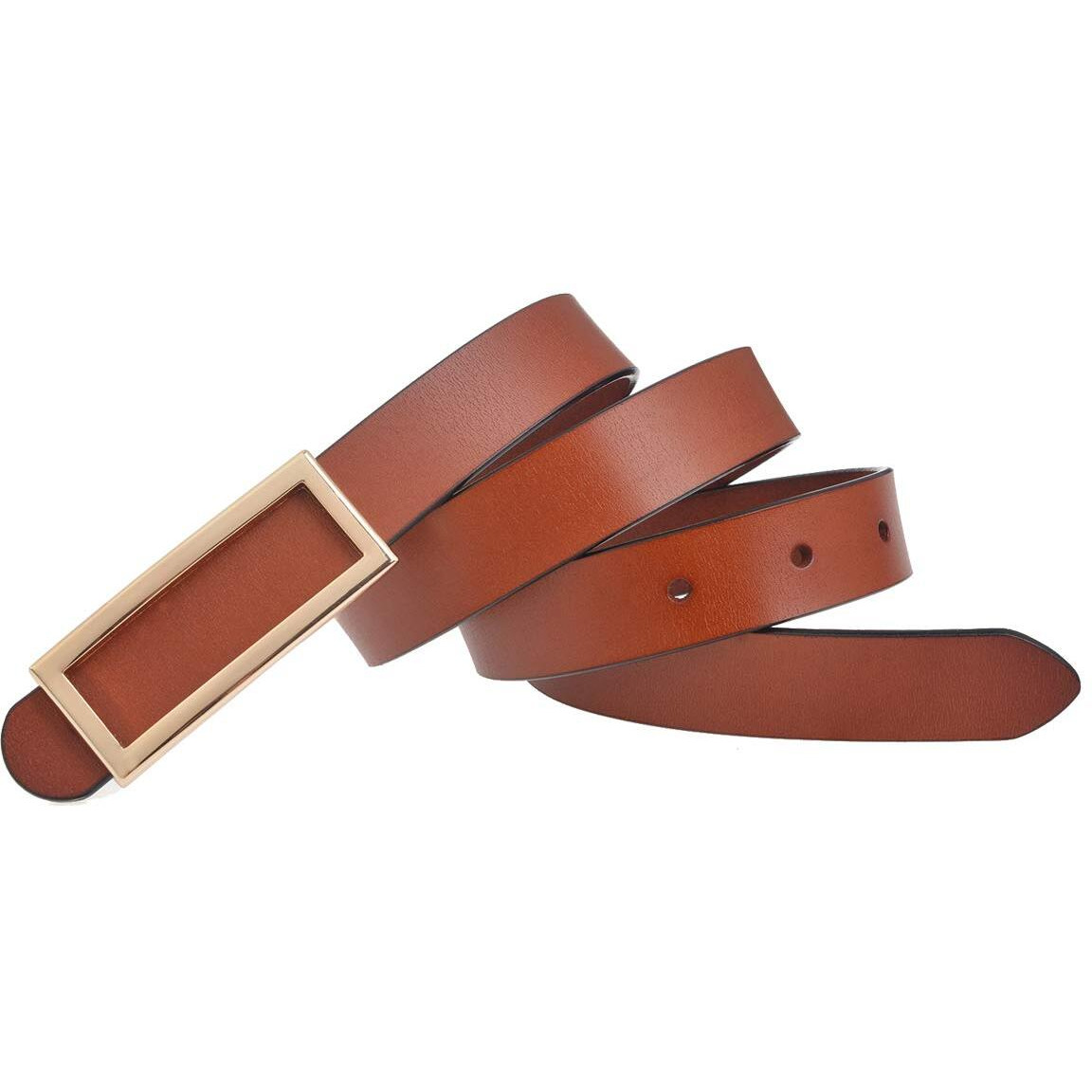 Insighter Brown Leather Belt For Women Waist Skinny Dress Belt For Jeans Pants 0.93"" Width 41.3"" Brown M