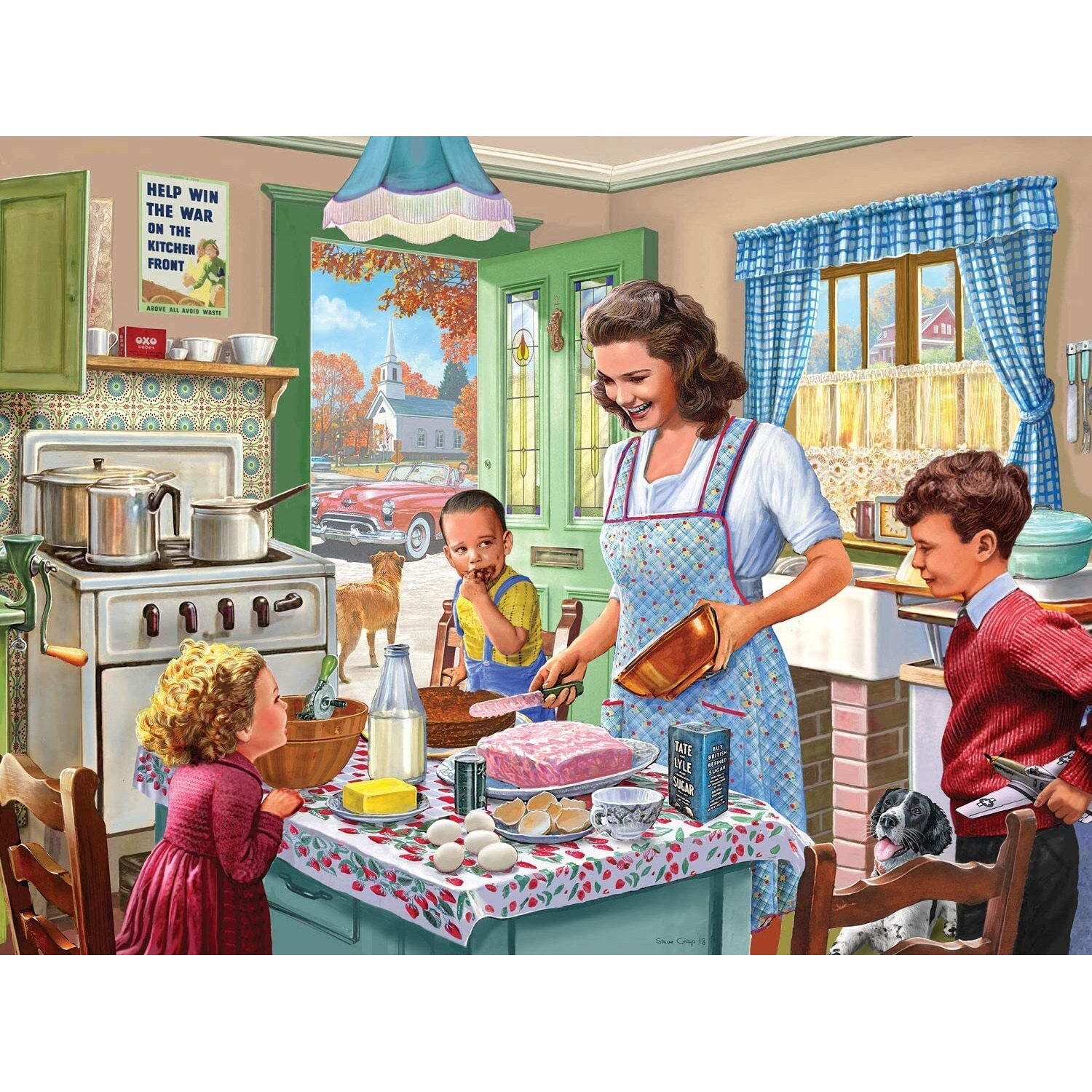Bits And Pieces - 500 Piece Jigsaw Puzzle For Adults - Kitchen Memories 500 Pc Large Piece Classic 50's Jigsaw By Artist Steve Crisp - 18    X 24