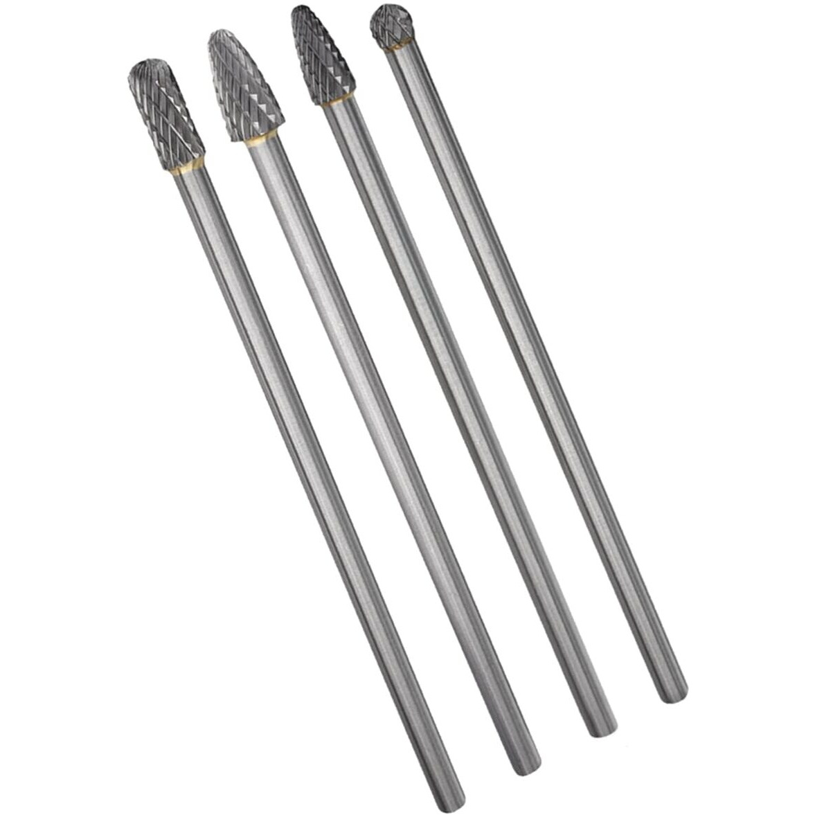 Wolfride 4Pcs Long Shank Tungsten Carbide Burr Set 6Mm Shank Die Grinder Burr Set For Metal 6-Inch Length