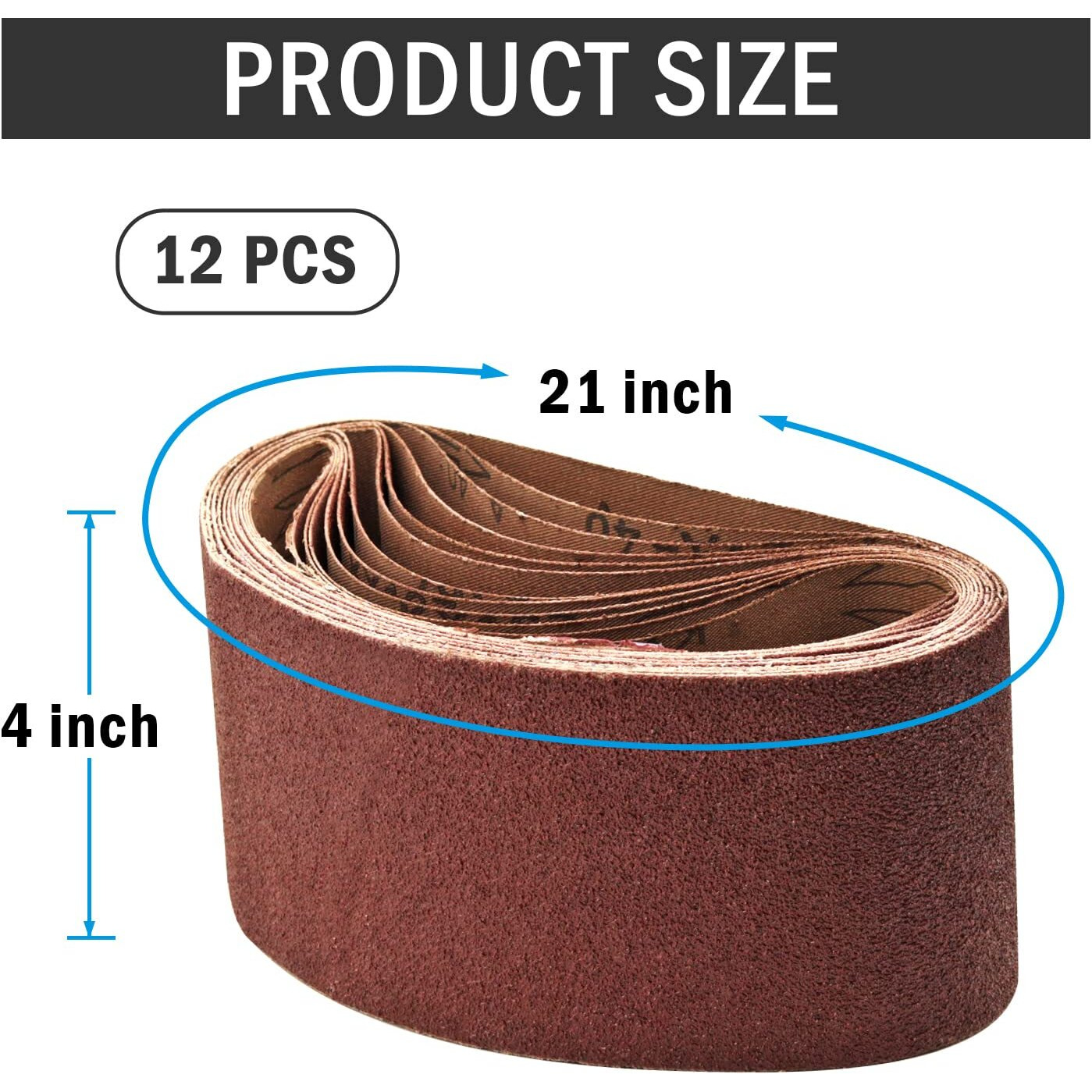 Taokyid 4 X 21 Inch Sanding Belt,80 Grit Aluminum Oxide Belt Sander Sanding Belt Sandpaper For 4X21 Belt Sander,4X21 Inch,12 Pack