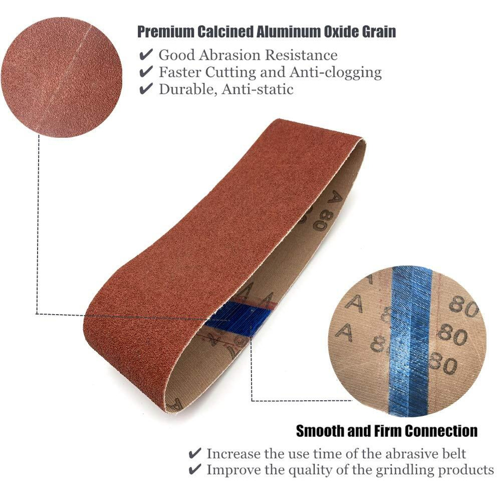 Taokyid 4 X 21 Inch Sanding Belt,80 Grit Aluminum Oxide Belt Sander Sanding Belt Sandpaper For 4X21 Belt Sander,4X21 Inch,12 Pack