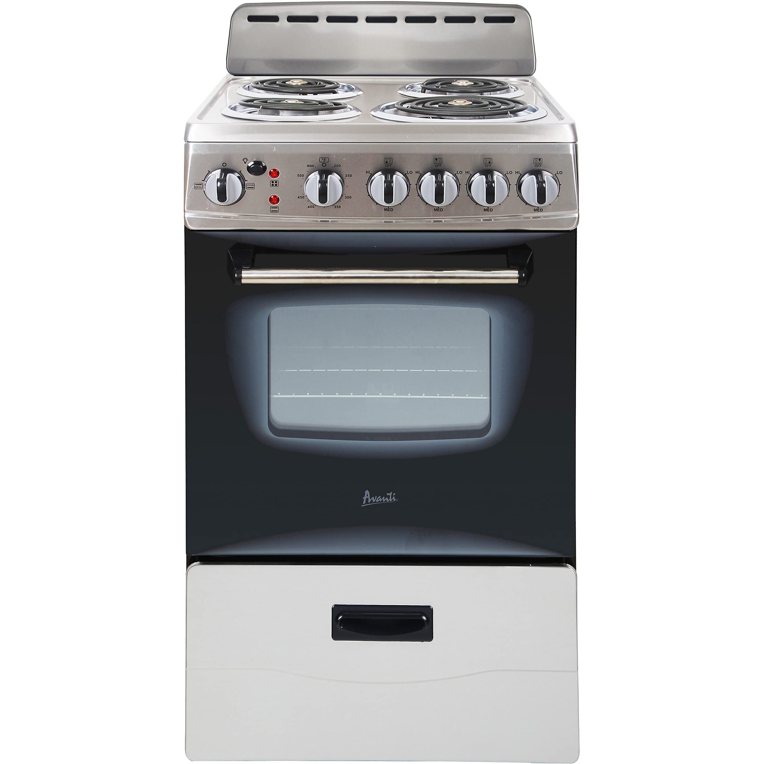 Avanti Eru200P3S Eru200 20"" Electric Range Oven With Framed Glass Door, In Stainless Steel