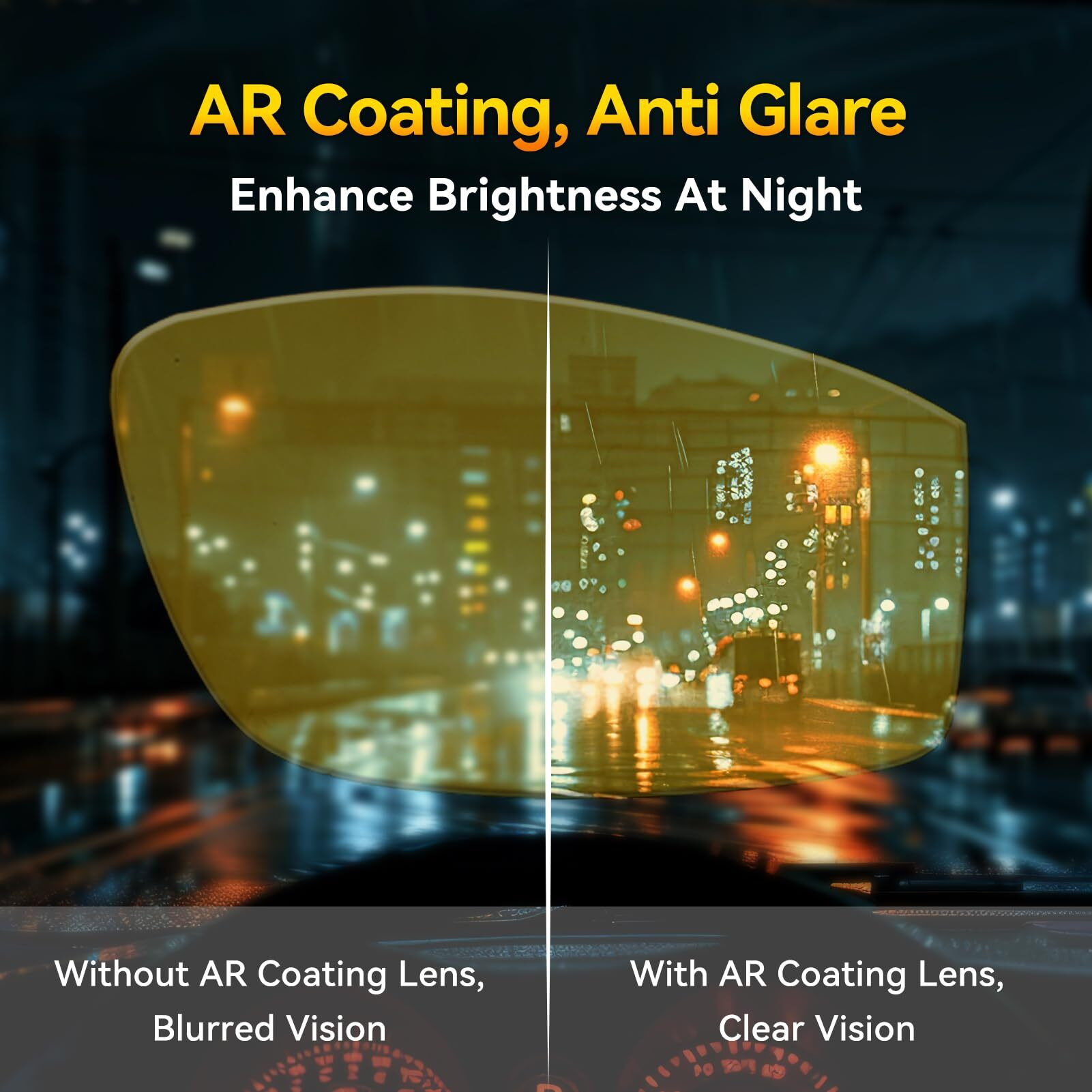 Night Vision Glasses For Men Women Anti Glare Polarized Hd Night Driving Glasses Wrap Around Fit Over Prescription Eyewear