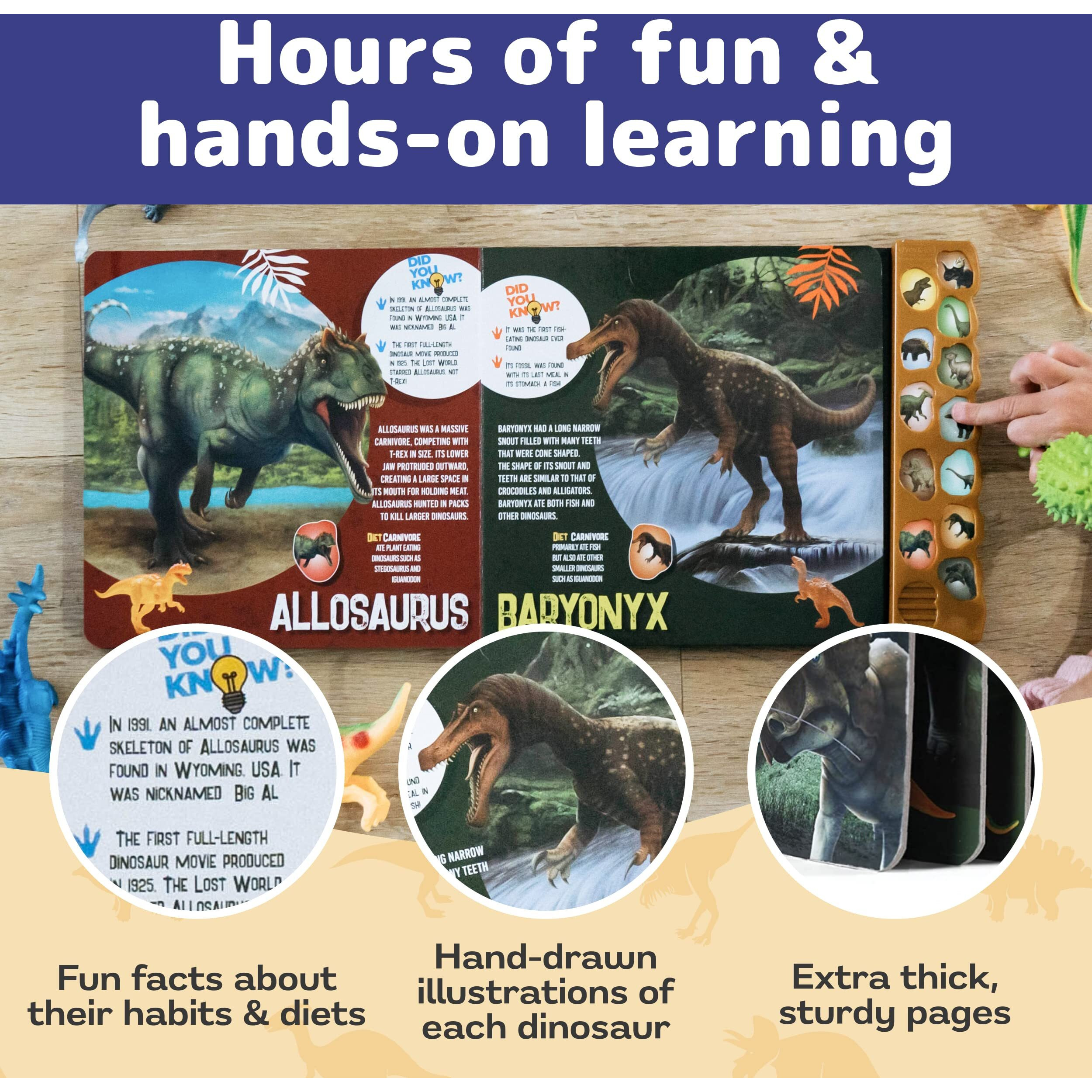 Prextex Dinosaur Toys For Kids 3-5 (12 Plastic Dinosaur Figures & Interactive Dinosaur Book With Sound) - Toddler Dinosaur Toy, Kids Dinosaur Toys For Girls, Boys, Toddlers, Dinosaurs For Kids 3-5