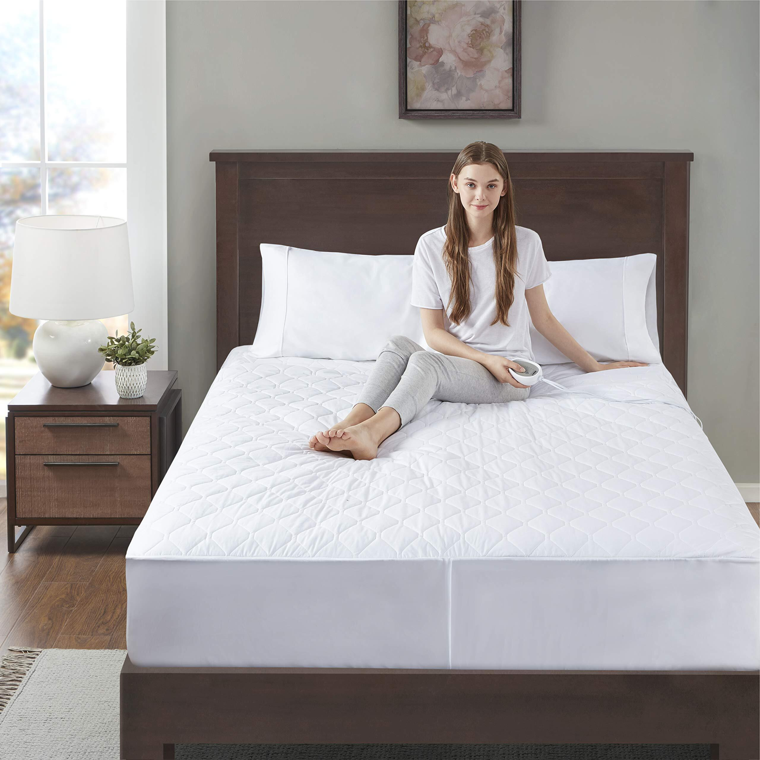 Heated Mattress Pad King Size| Dual Control | Electric Bed Warmer W/Adjustable Zone Heating | Fit Up To 15 Inch | 12.5Ft Long Cord - 78X80 Inch, White