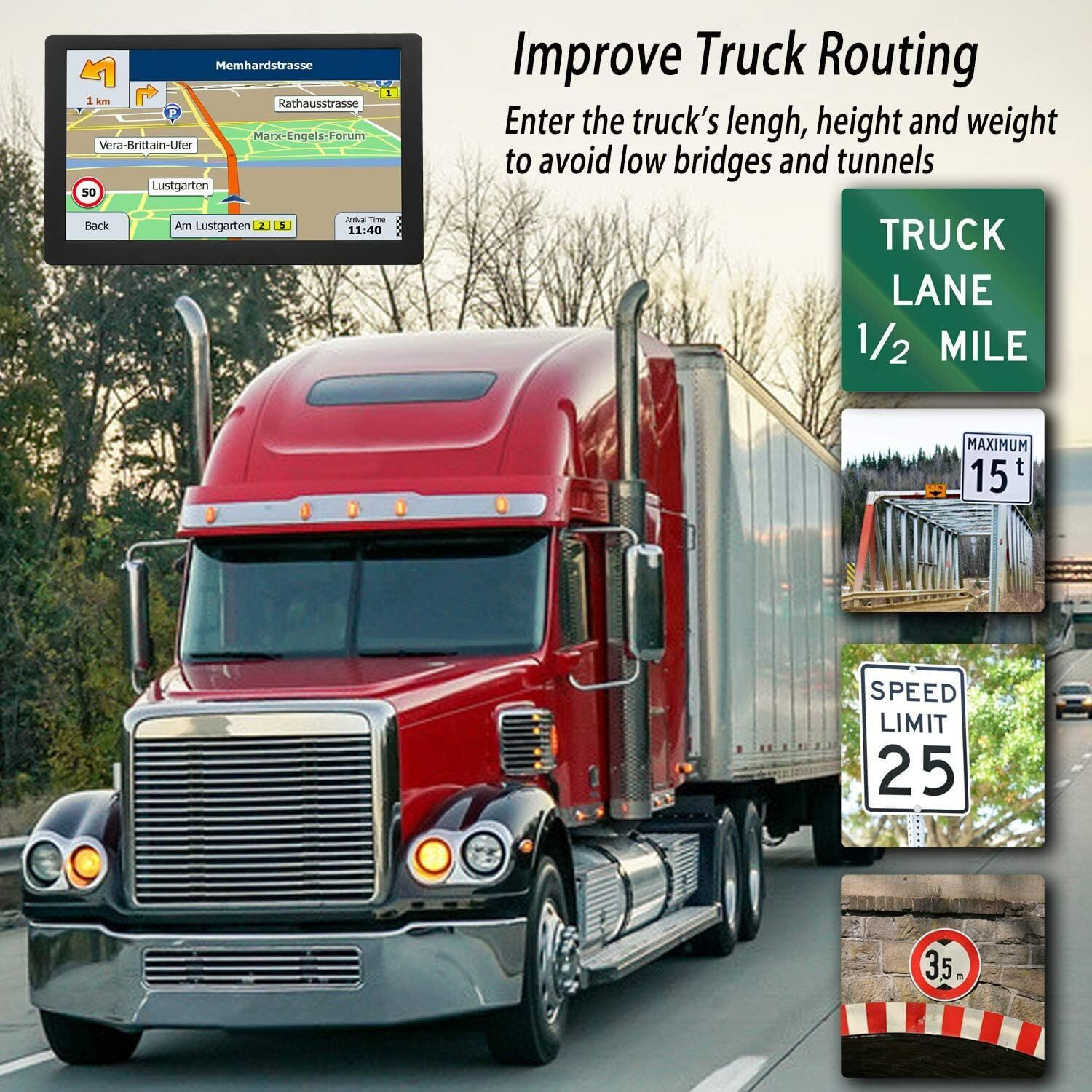 Lovpoi Gps Navigation For Truck Car, 9 Inch Trucker Gps For Semi Truck 2024 Map, Gps Truck Drivers Commercial, Gps Navigation System For Trucks, Free Lifetime Map Updates, Spoken Driver Alerts