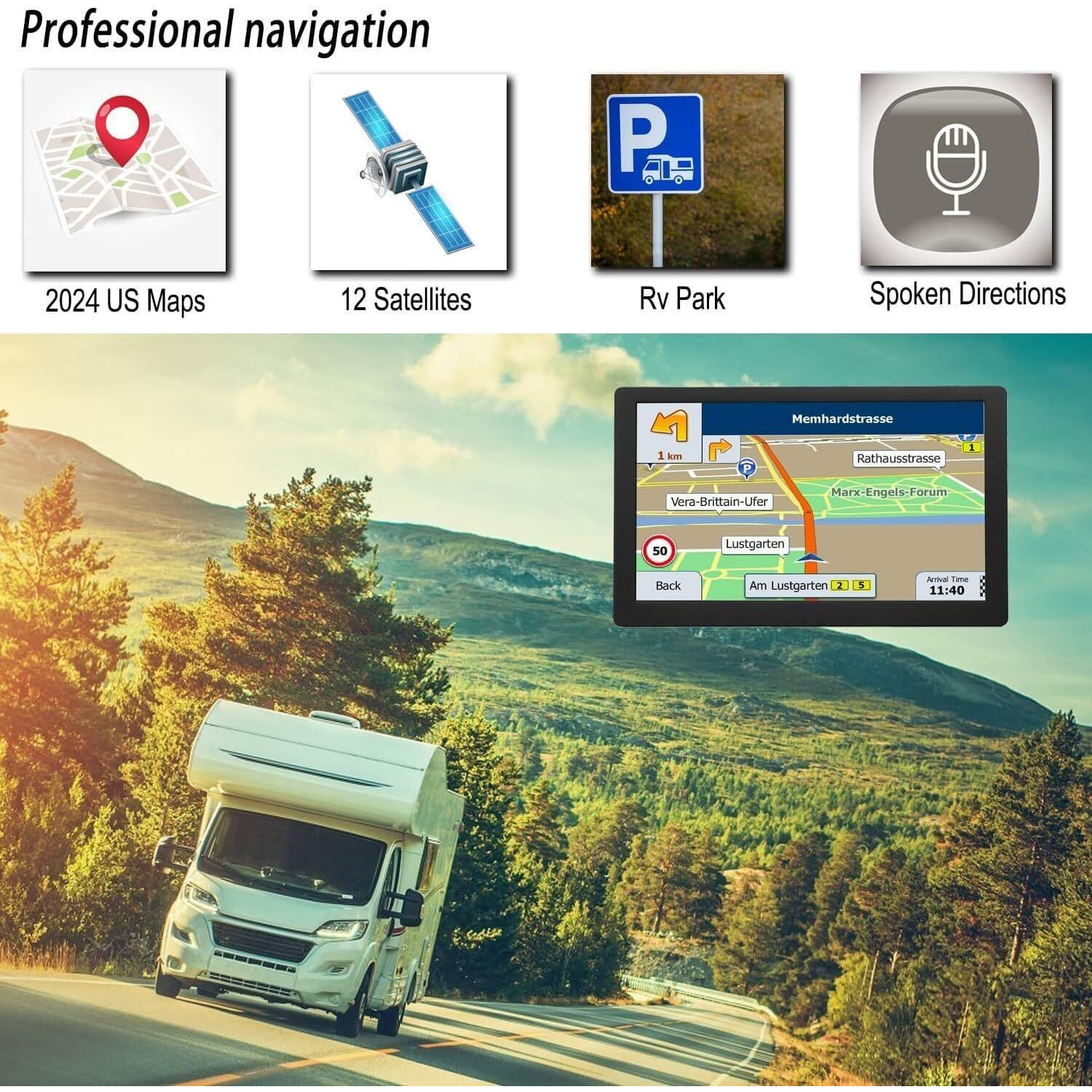 Lovpoi Gps Navigation For Truck Car, 9 Inch Trucker Gps For Semi Truck 2024 Map, Gps Truck Drivers Commercial, Gps Navigation System For Trucks, Free Lifetime Map Updates, Spoken Driver Alerts
