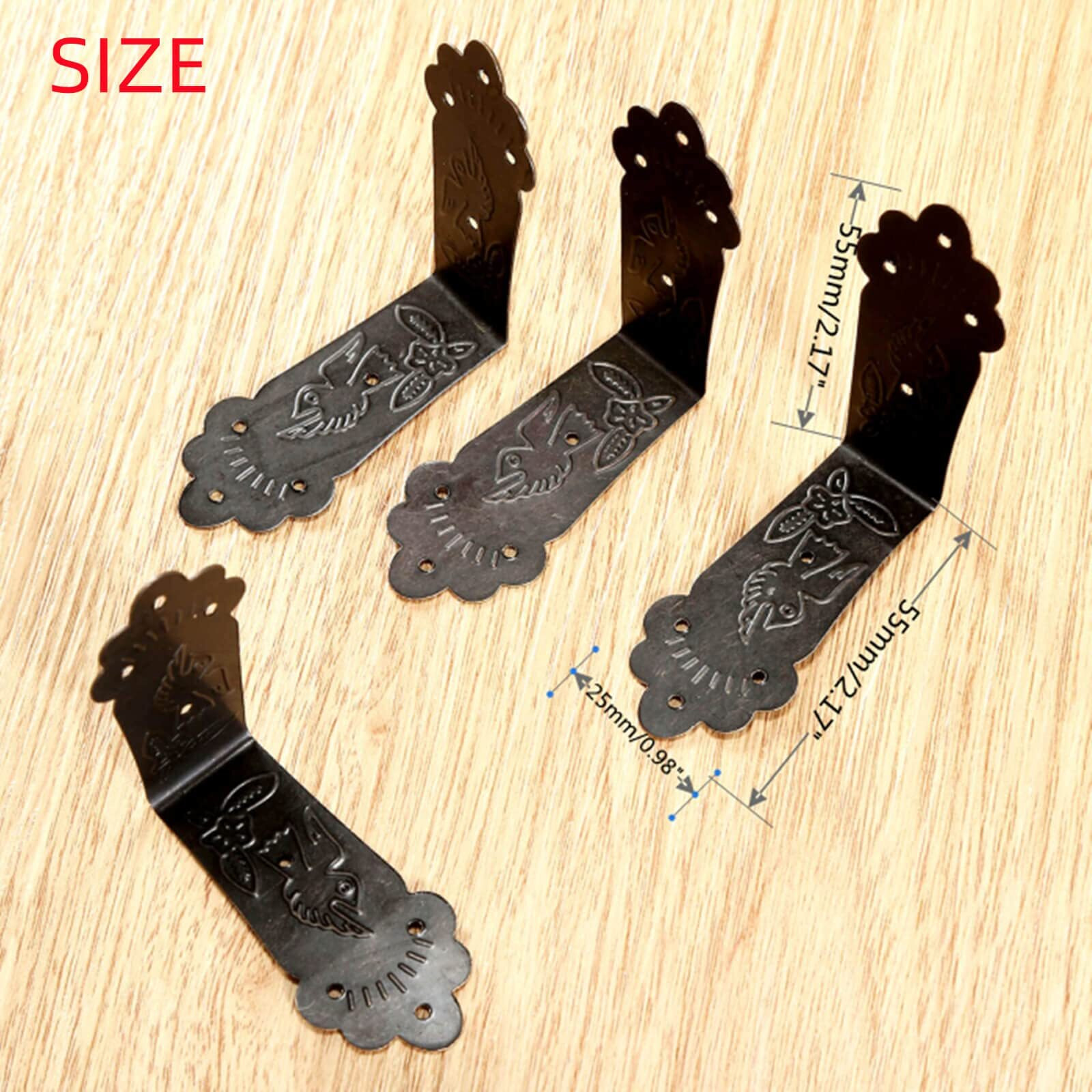 Dophee 4Pcs Antique L Shaped Corner Guards, Embossing Decorative Edge Corner Bracket Corner Protectors Guard Cover With Mounting Screws For Chest Case Wooden Box - 2.17"&quotX2.17"&quotX0.98""