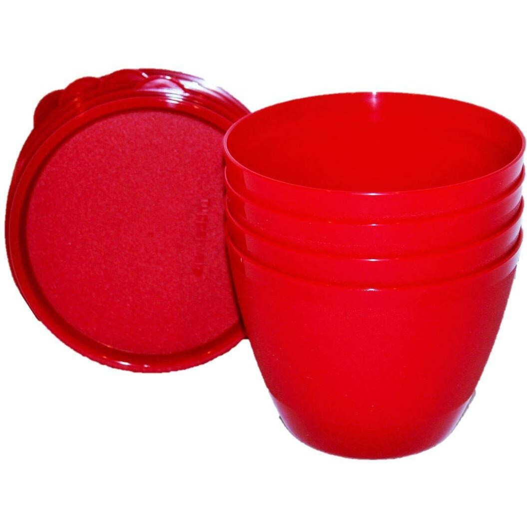 Tupperware Set Of 4 Refrigerator Bowls 14 Ounce Red