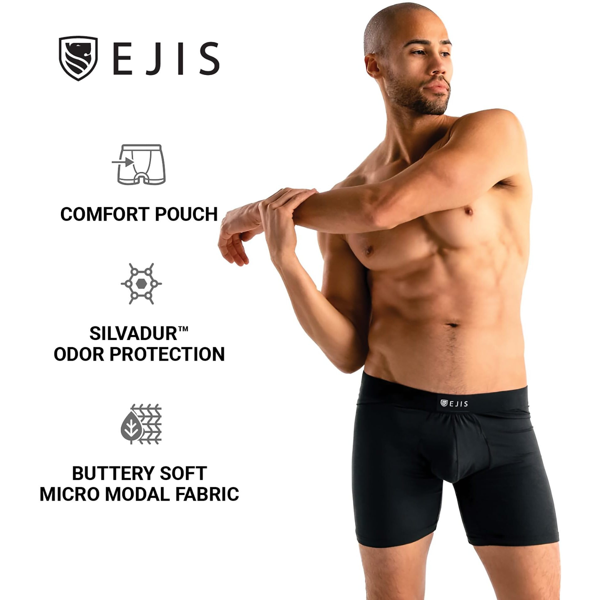 Ejis Pouch Mens Boxer Briefs Underwear, Anti Odor, Anti Chafe, Moisture Wicking, Ultra Soft, Breathable Micro Modal (1 And 3 Pack)