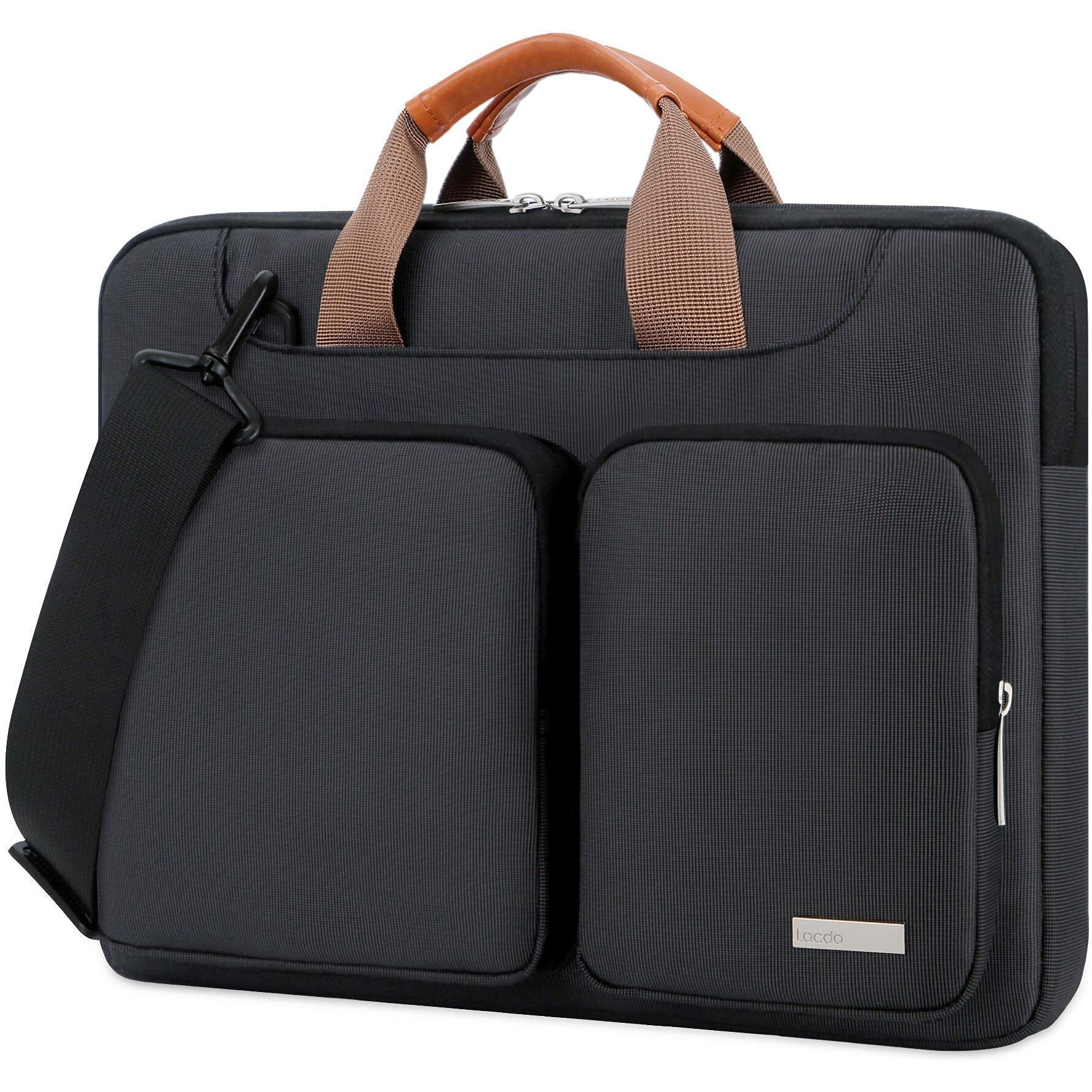 Lacdo 360 Protective Laptop Shoulder Bag, 14 Inch Laptop Sleeve Case For 14 Inch New Macbook Pro M3 Pro Max / M3 / M2 / M1 Pro Max A2992 A2918 A2779 A2442 2023-2021 Computer Messenger Bag, Black