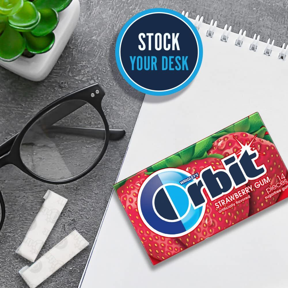 Orbit Strawberry Sugar Free Chewing Gum, 12 Packs Of 14-Pieces (168 Total Pieces)