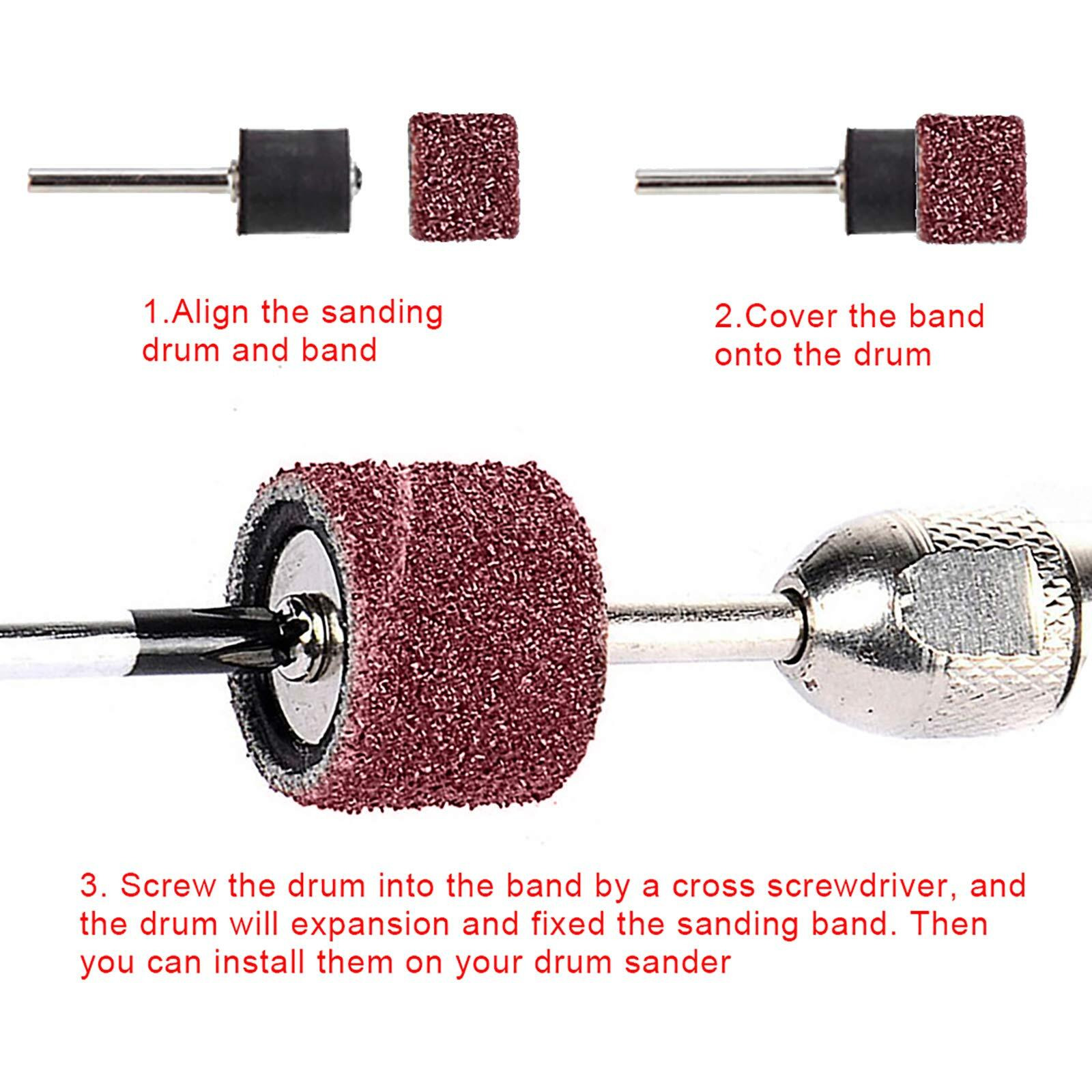 Austor Aluminum Oxide Sanding Drum Set With Free Box Including 120 Pieces Drum Sander Sanding Sleeves And 12 Pieces Drum Mandrels For Dremel Rotary Tool, 132 Pieces