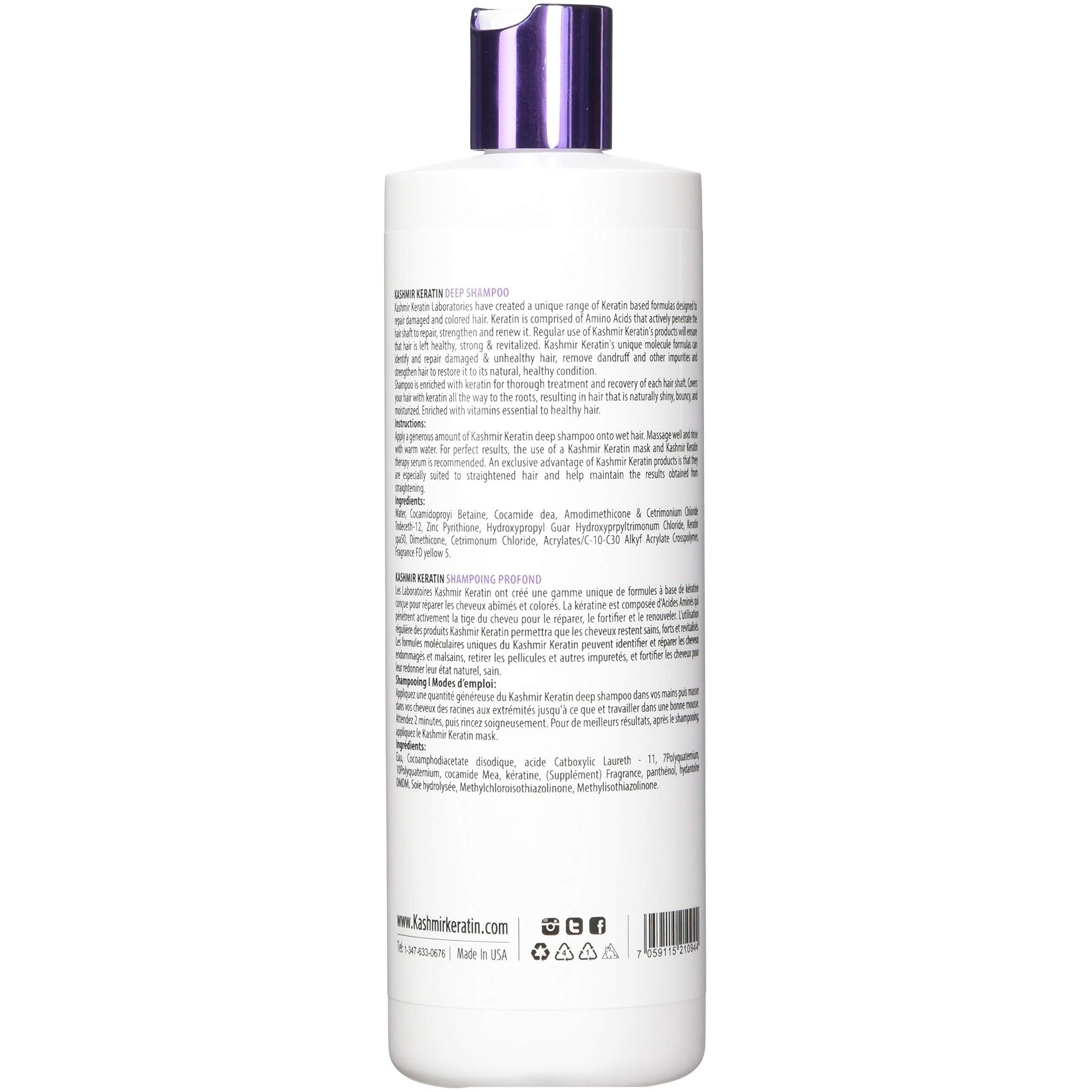 Kashmir Keratin Shampoo- Deep Ideal For Oily Hair - Absolute Repair Smoothing Treatment For Healthier, Vibrant Hair- Sulfate & Paraben Free (16 Fl Oz)