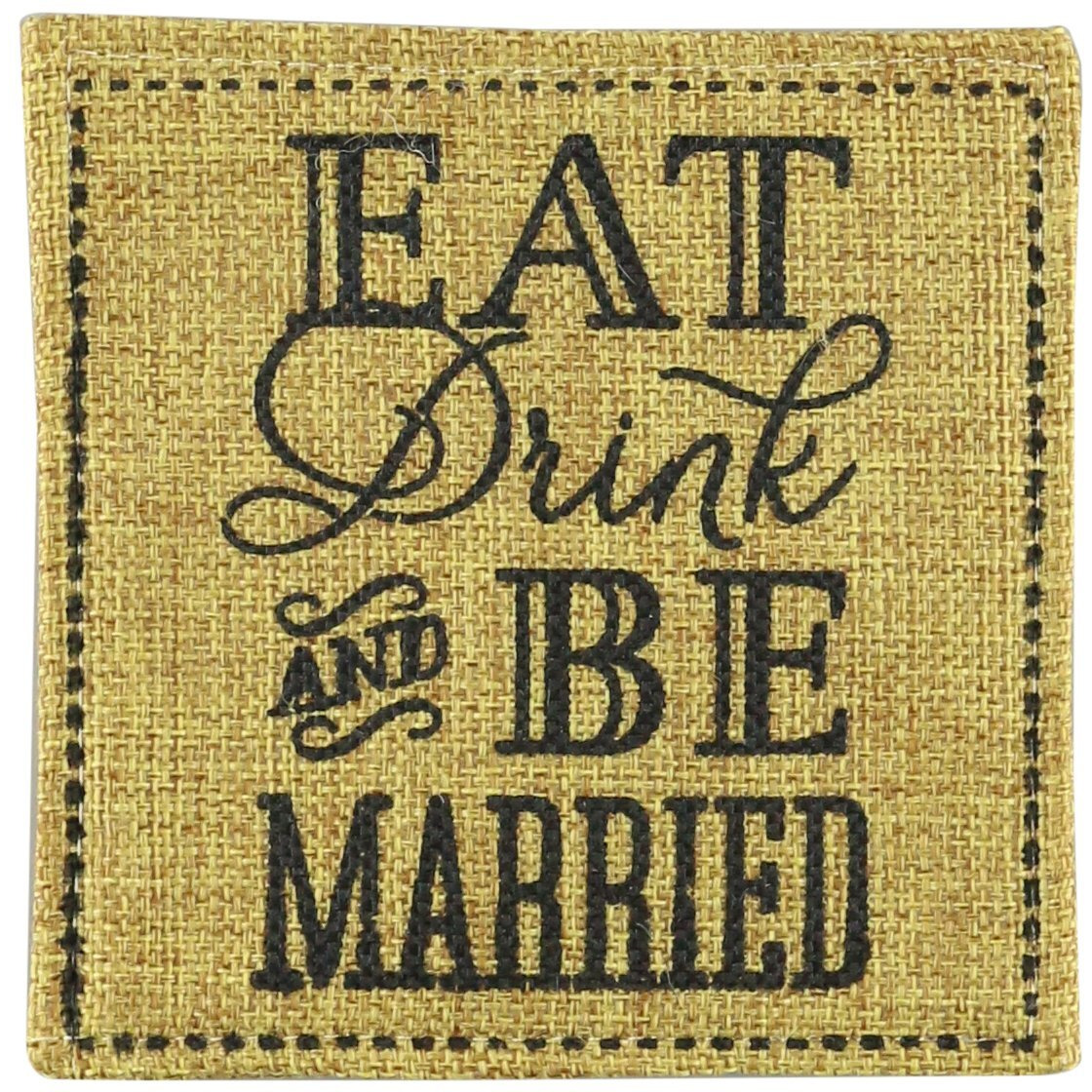 Kate Aspen "&quotEat, Drink And Be Married"" Burlap Coasters, Set Of 2