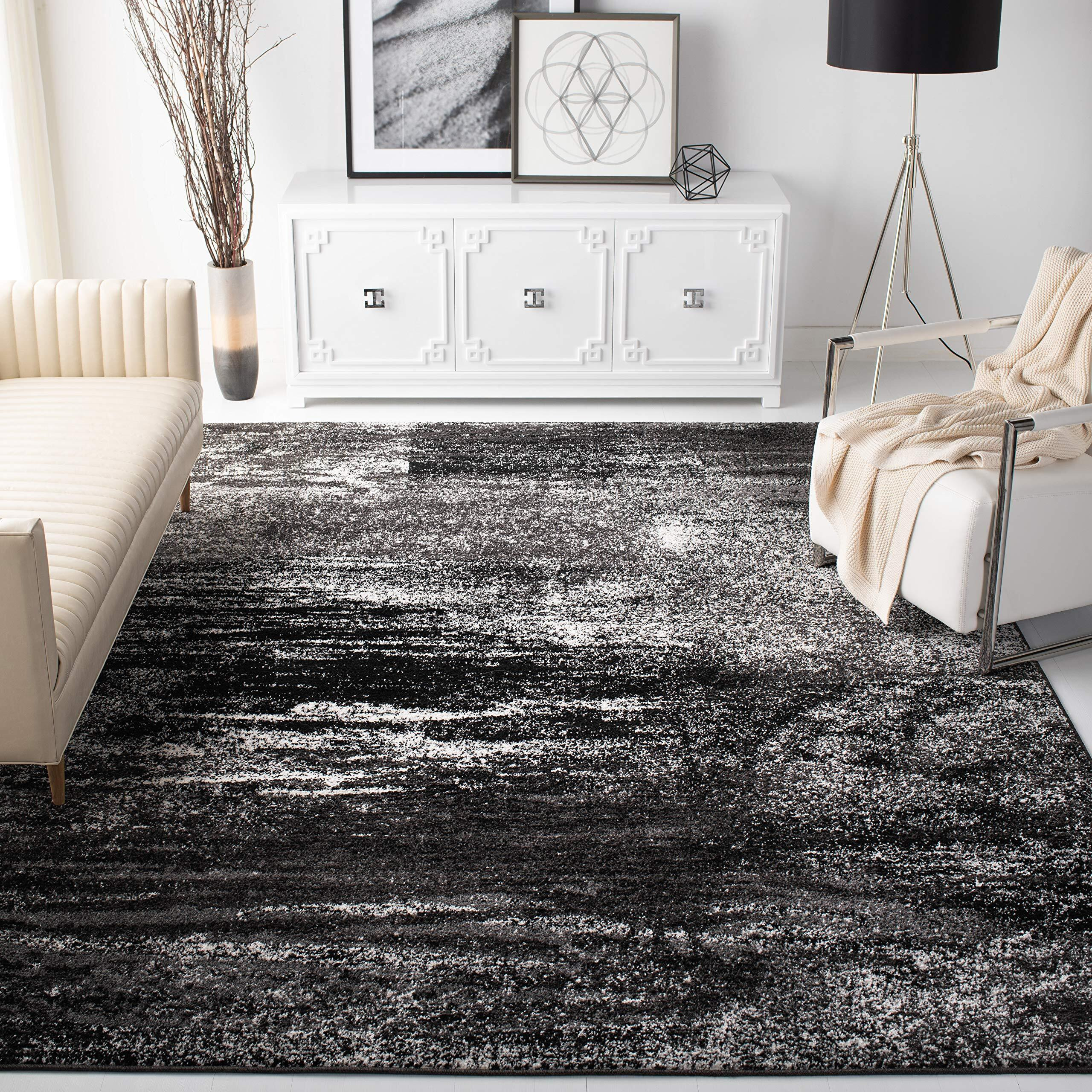 Safavieh Adirondack Collection Area Rug - 6' X 9', Silver & Black, Modern Abstract Design, Non-Shedding & Easy Care, Ideal For High Traffic Areas In Living Room, Bedroom (Adr112A)