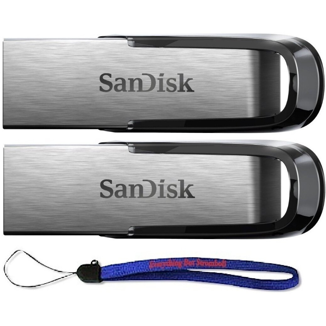 Sandisk Ultra Flair Usb (2 Pack) 3.0 64Gb Flash Drive High Performance Up To 150Mb/S - Bundle With (1) Everything But Stromboli Lanyard