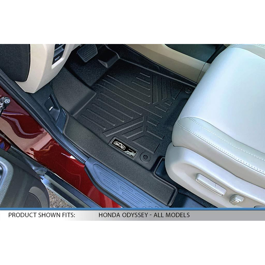 Maxliner Custom Fit Floor Mats 3 Rows And Cargo Liner Behind 3Rd Row Set Black Compatible With 2018-2022 Honda Odyssey