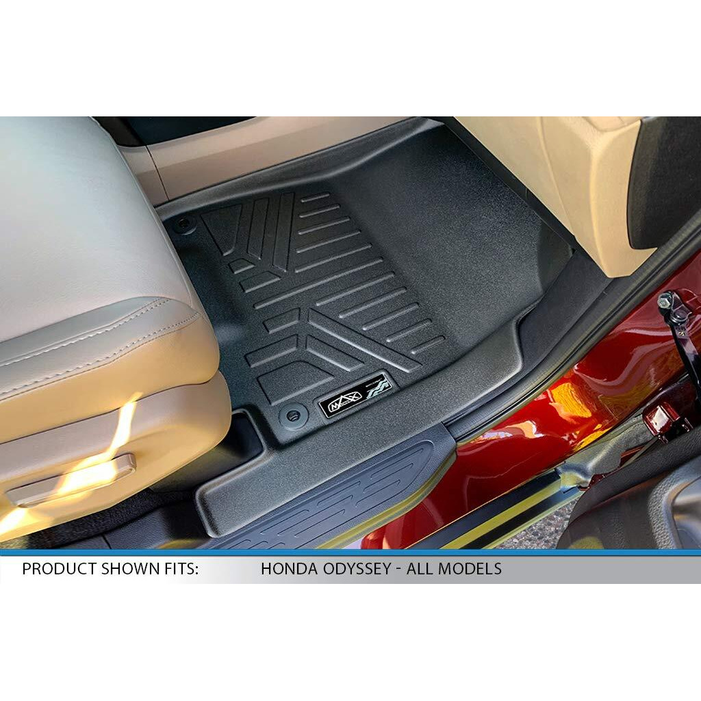 Maxliner Custom Fit Floor Mats 3 Rows And Cargo Liner Behind 3Rd Row Set Black Compatible With 2018-2022 Honda Odyssey