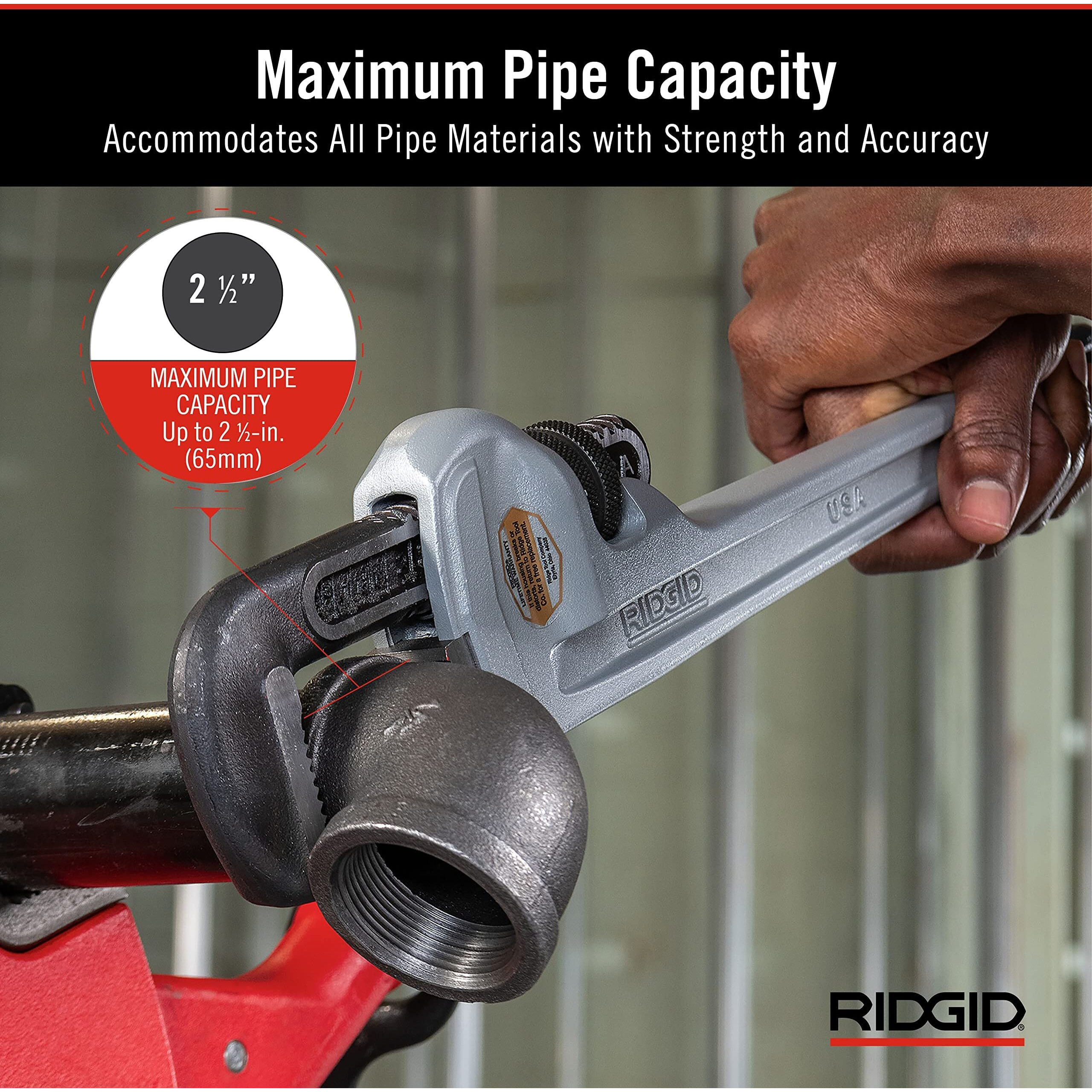 Ridgid 31100 Model 818 Aluminum Straight Pipe Wrench, 18-Inch Plumbing Wrench