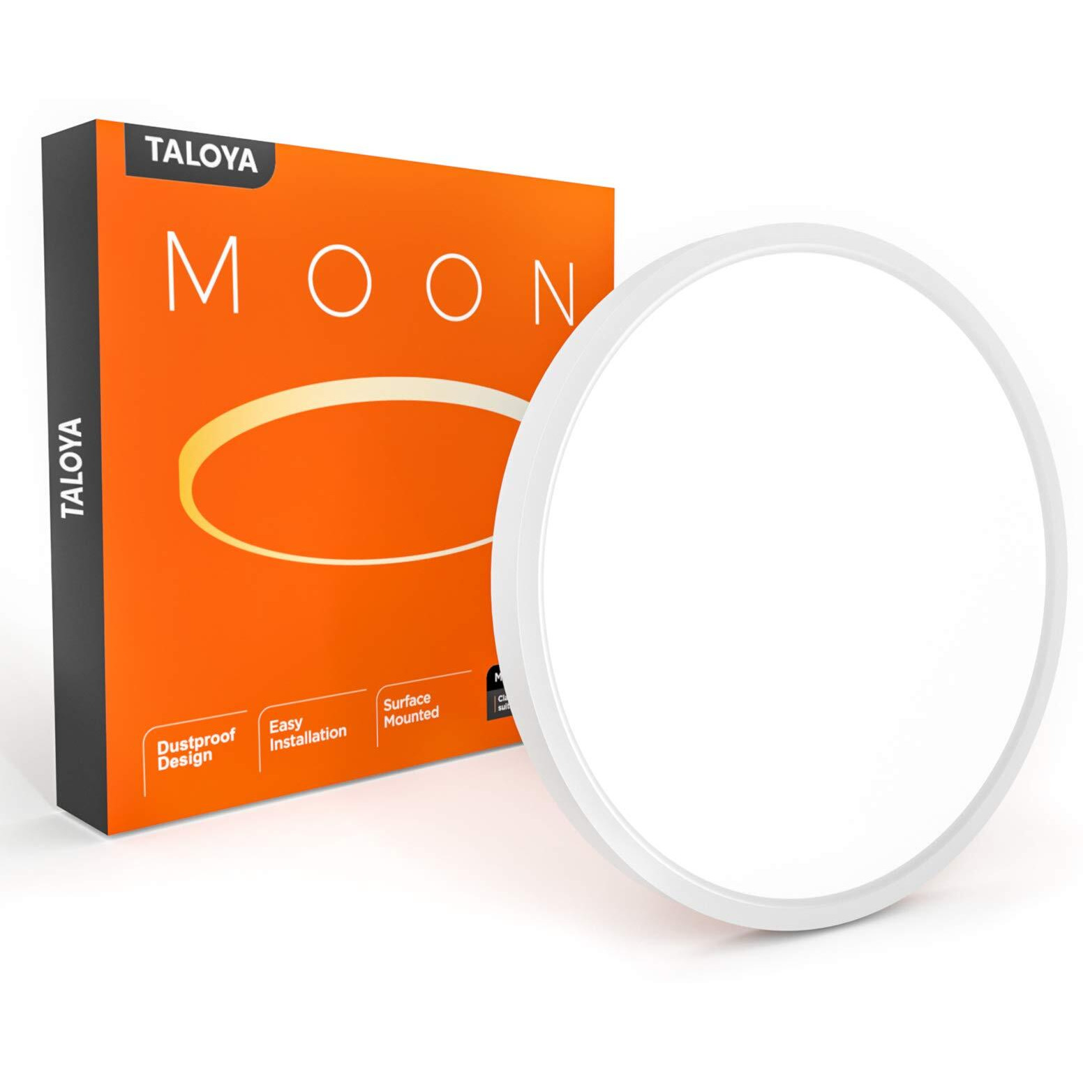 Taloya Flush Mount 12 Inch Ceiling Light (Milk White Shell), 20W Surface Mount Led Light Fixture For Bedroom Kitchen,3 Color Temperatures In One(3000K/4000K/6500K),0.94 Inch Thickness Round