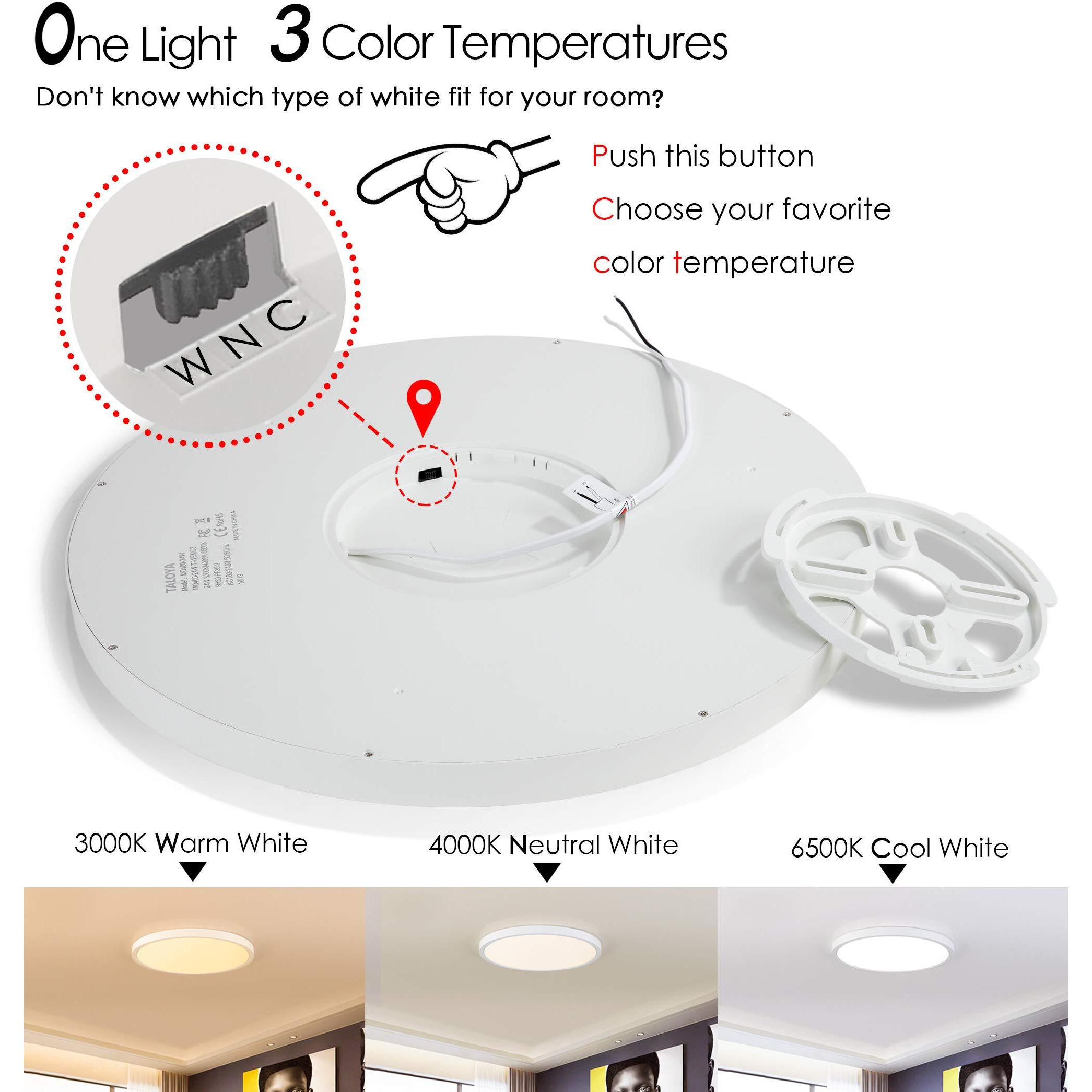 Taloya Flush Mount 12 Inch Ceiling Light (Milk White Shell), 20W Surface Mount Led Light Fixture For Bedroom Kitchen,3 Color Temperatures In One(3000K/4000K/6500K),0.94 Inch Thickness Round